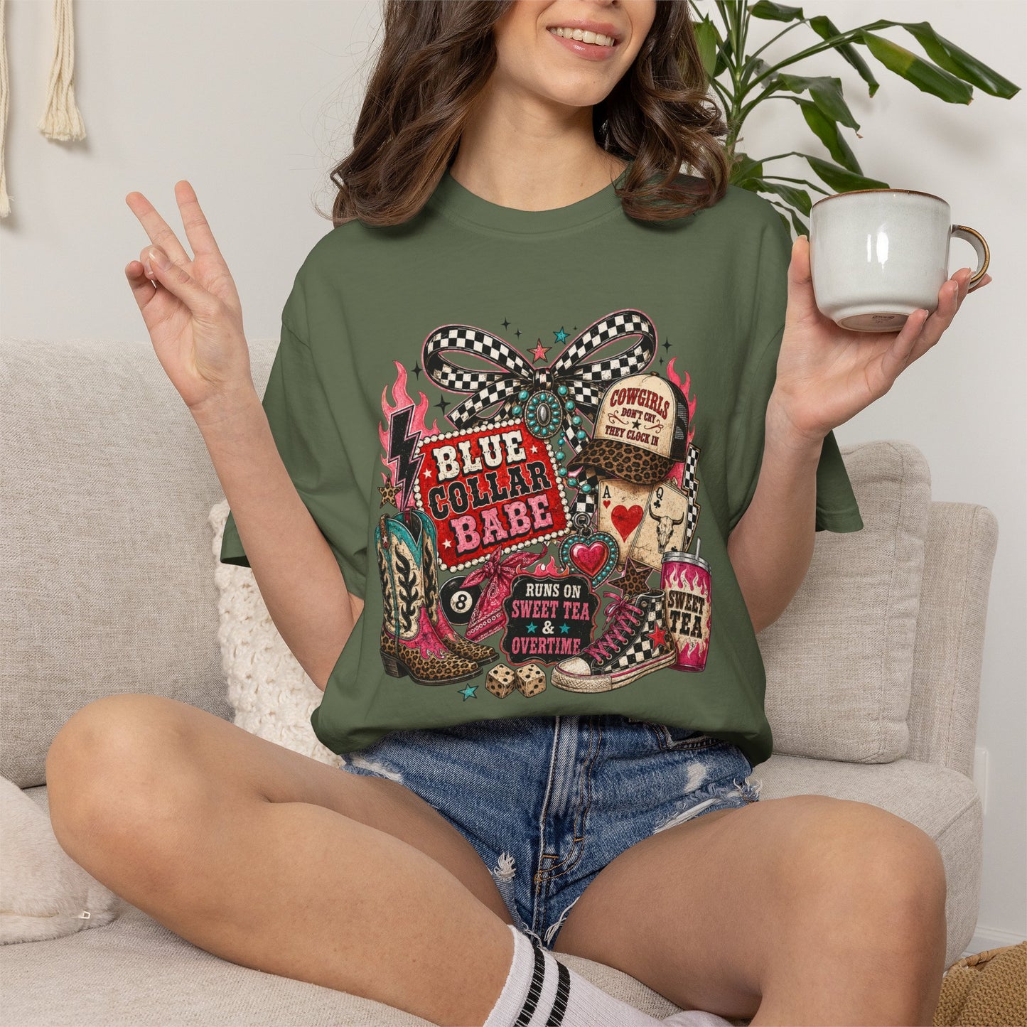 Blue Collar Babe T-Shirt — Retro Cowgirl Graphic Tee