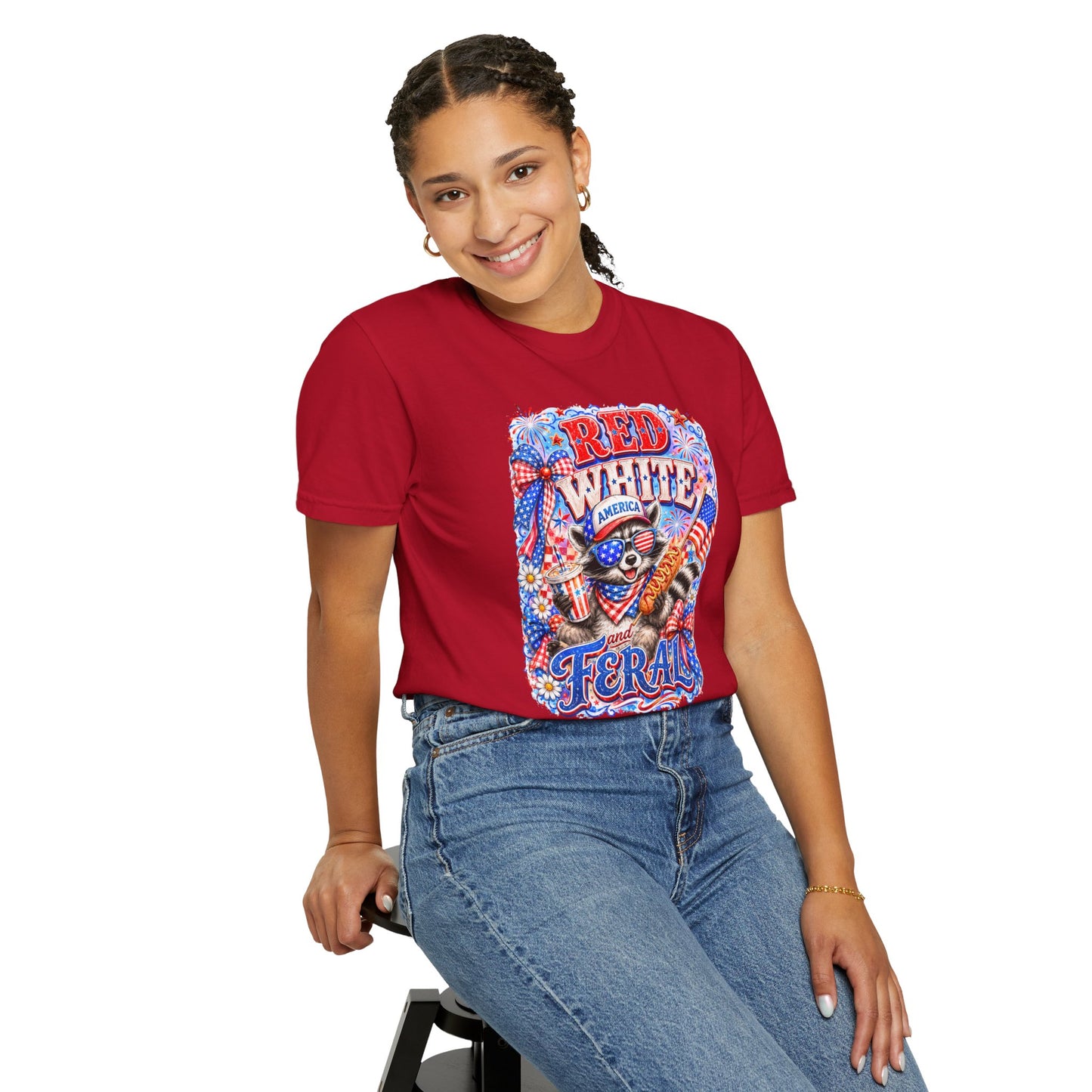 Patriotic "Red White Feral" Graphic T-Shirt