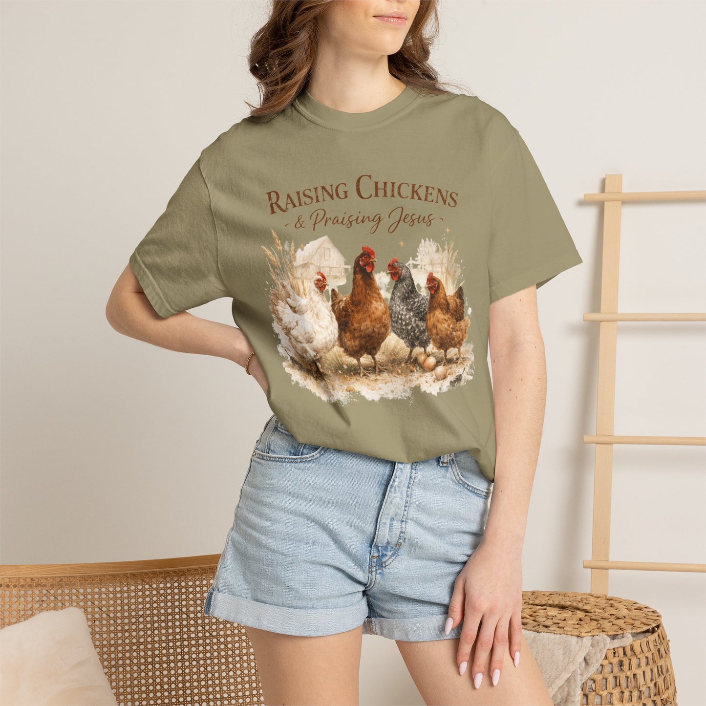 Raising Chickens Praising Jesus T-shirt