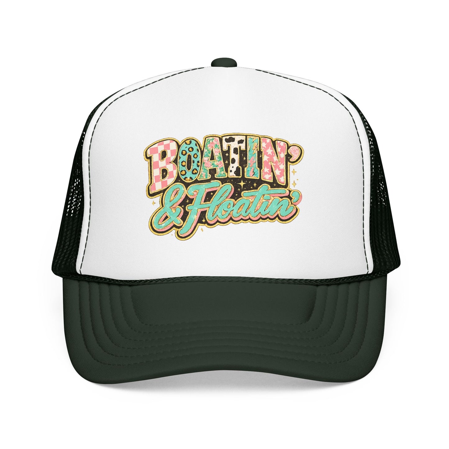 Boatin' & Floatin' Trucker Hat — Retro Floral Pool/Beach Foam Cap