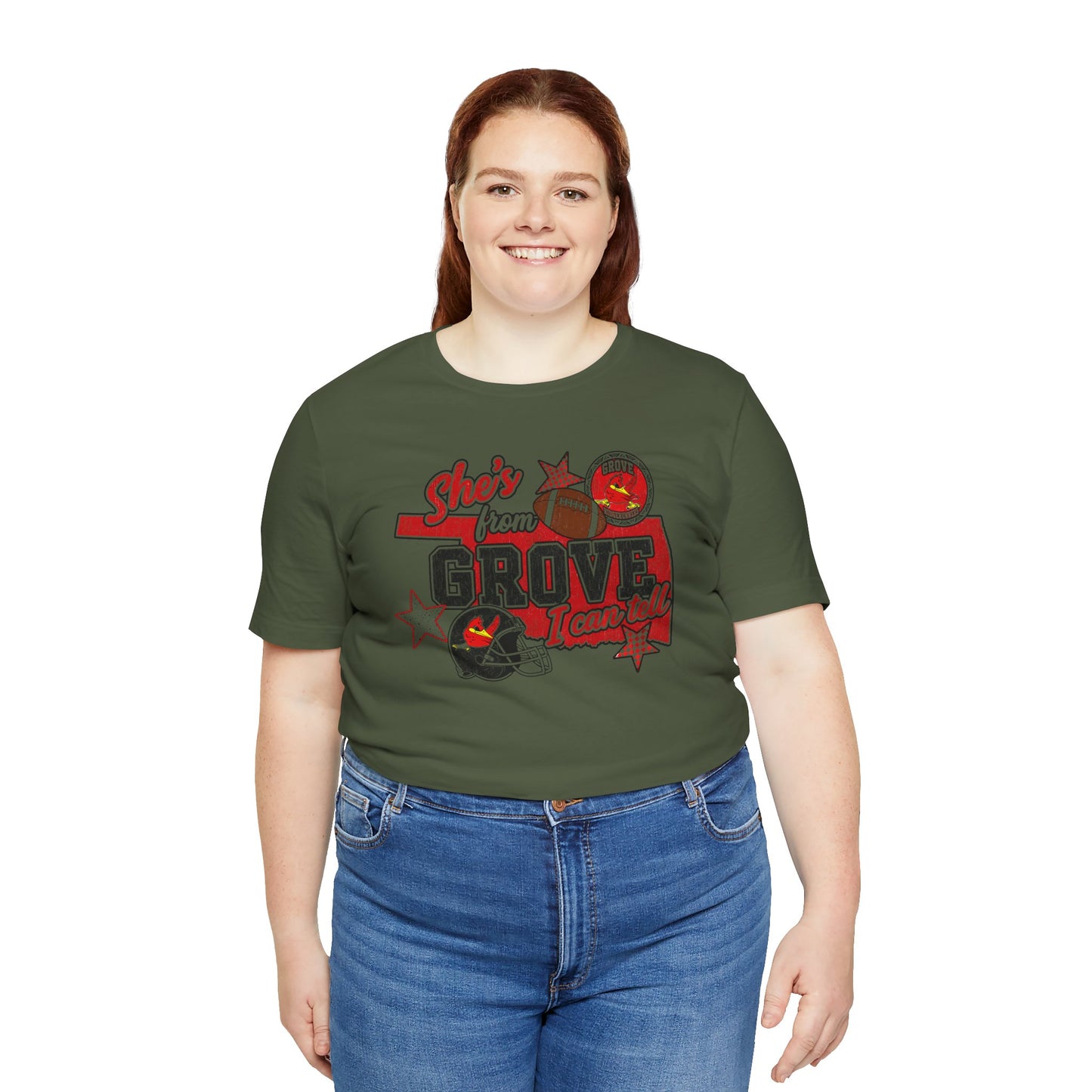 She's From Grove I Can Tell T-Shirt — Grove Football Fan Tee