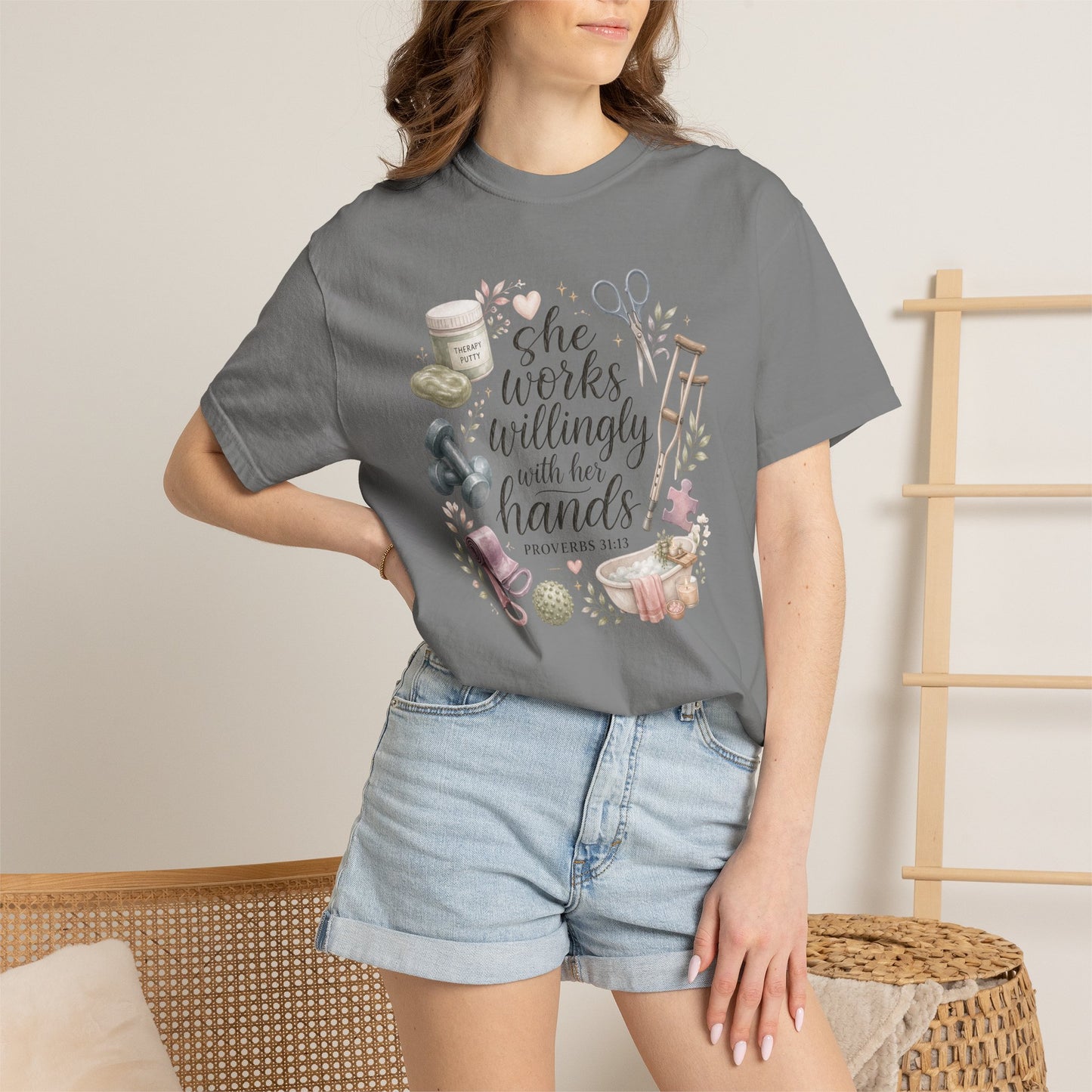 She Works Willingly With Her Hands T-Shirt — Christian Crafting Tee