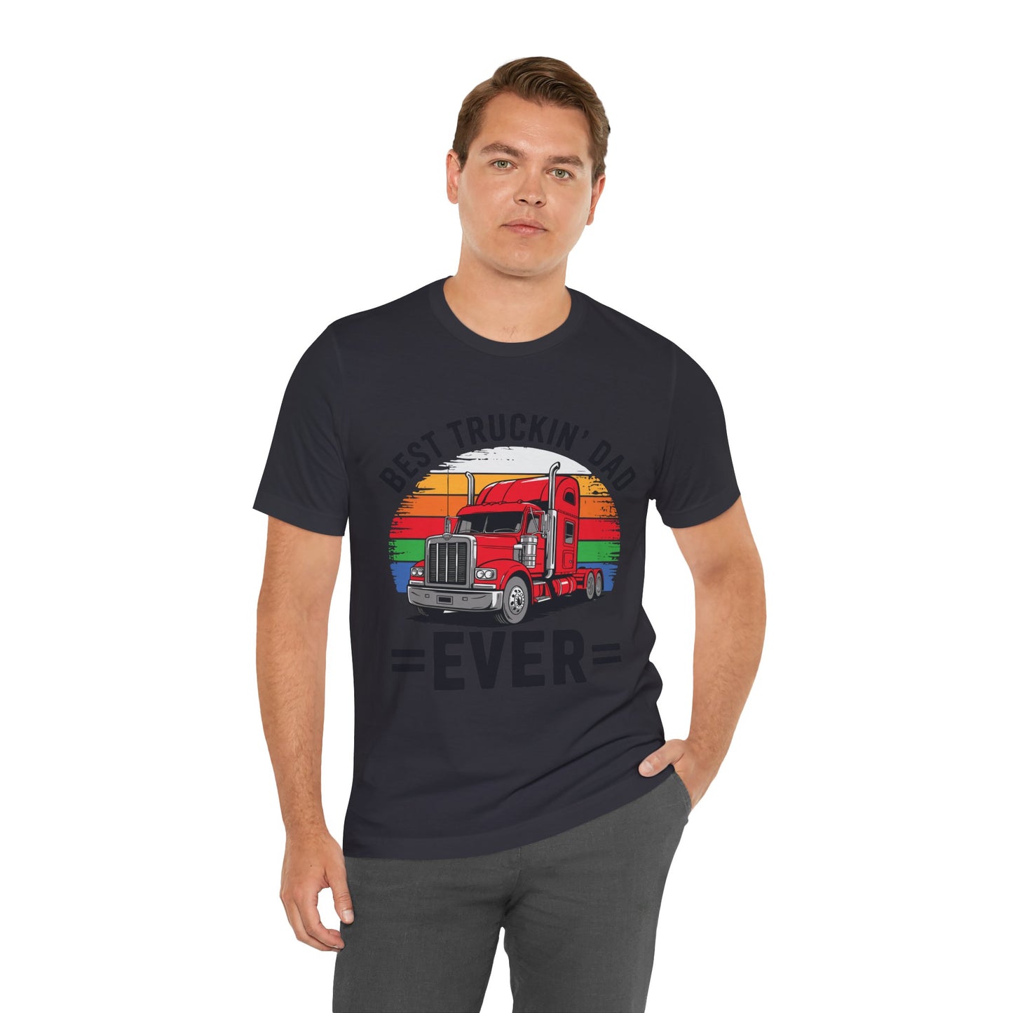 Best Truckin' Dad Ever T-Shirt — Vintage Semi Truck Father's Day Tee