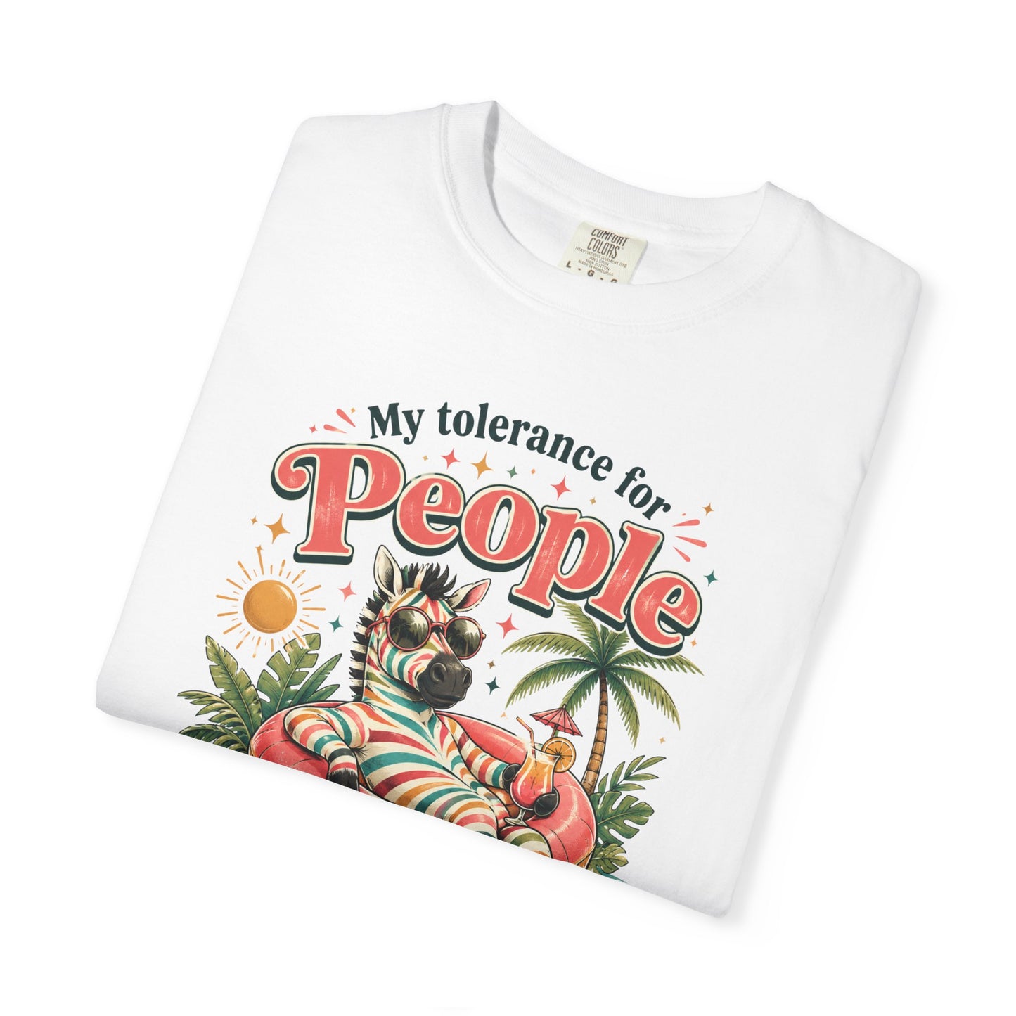 "My Tolerance for People Lasts This Long" Retro Cat Pool Float Graphic Tee