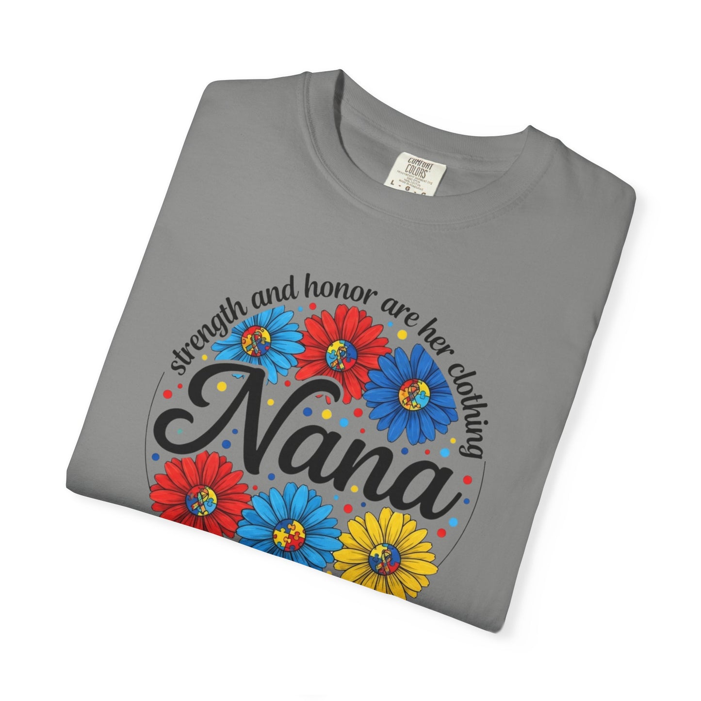 Nana Floral Proverbs T-Shirt — “Strength and Honor” Grandma Gift