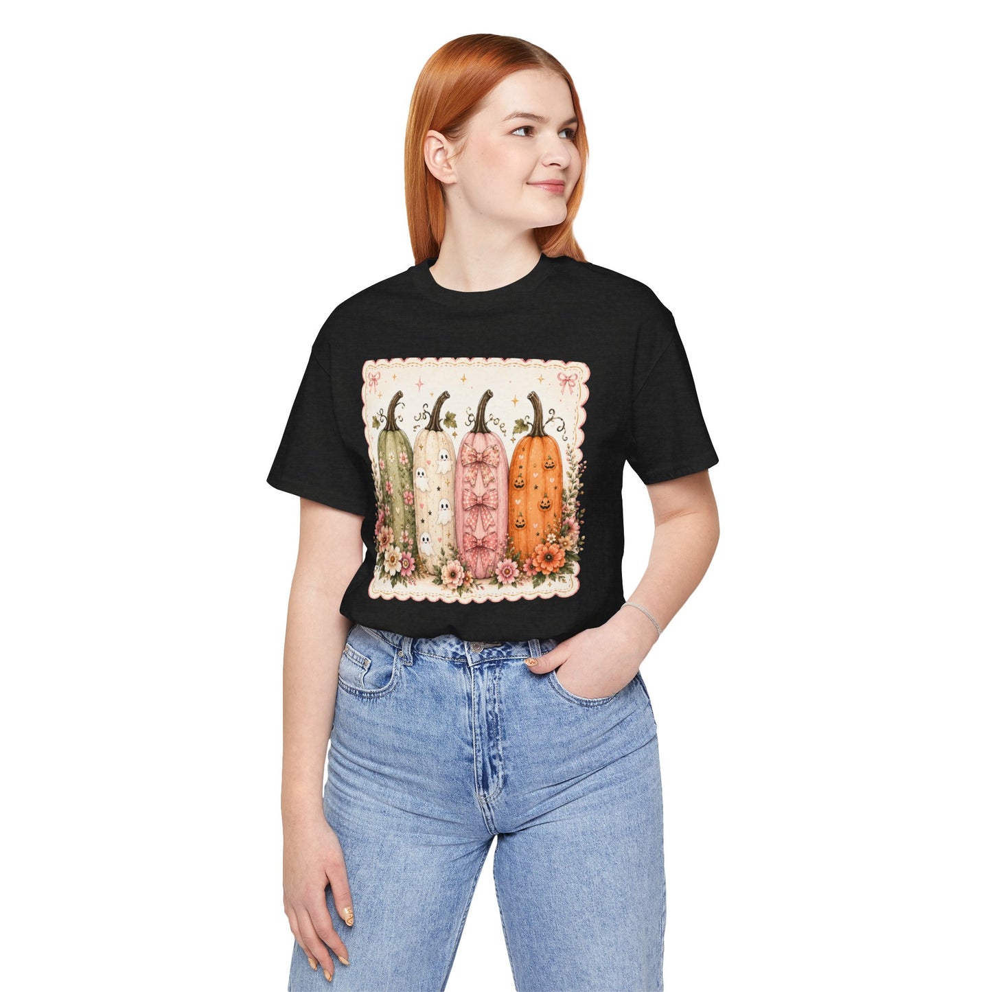 Vintage Floral Pumpkin Tee — Autumn Harvest Graphic T-Shirt