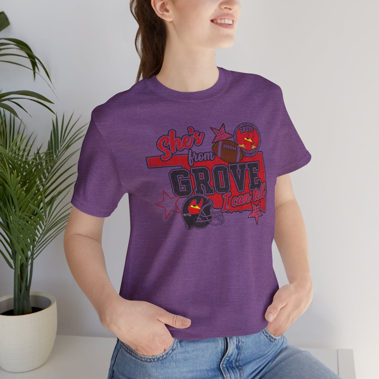 She's From Grove I Can Tell T-Shirt — Grove Football Fan Tee