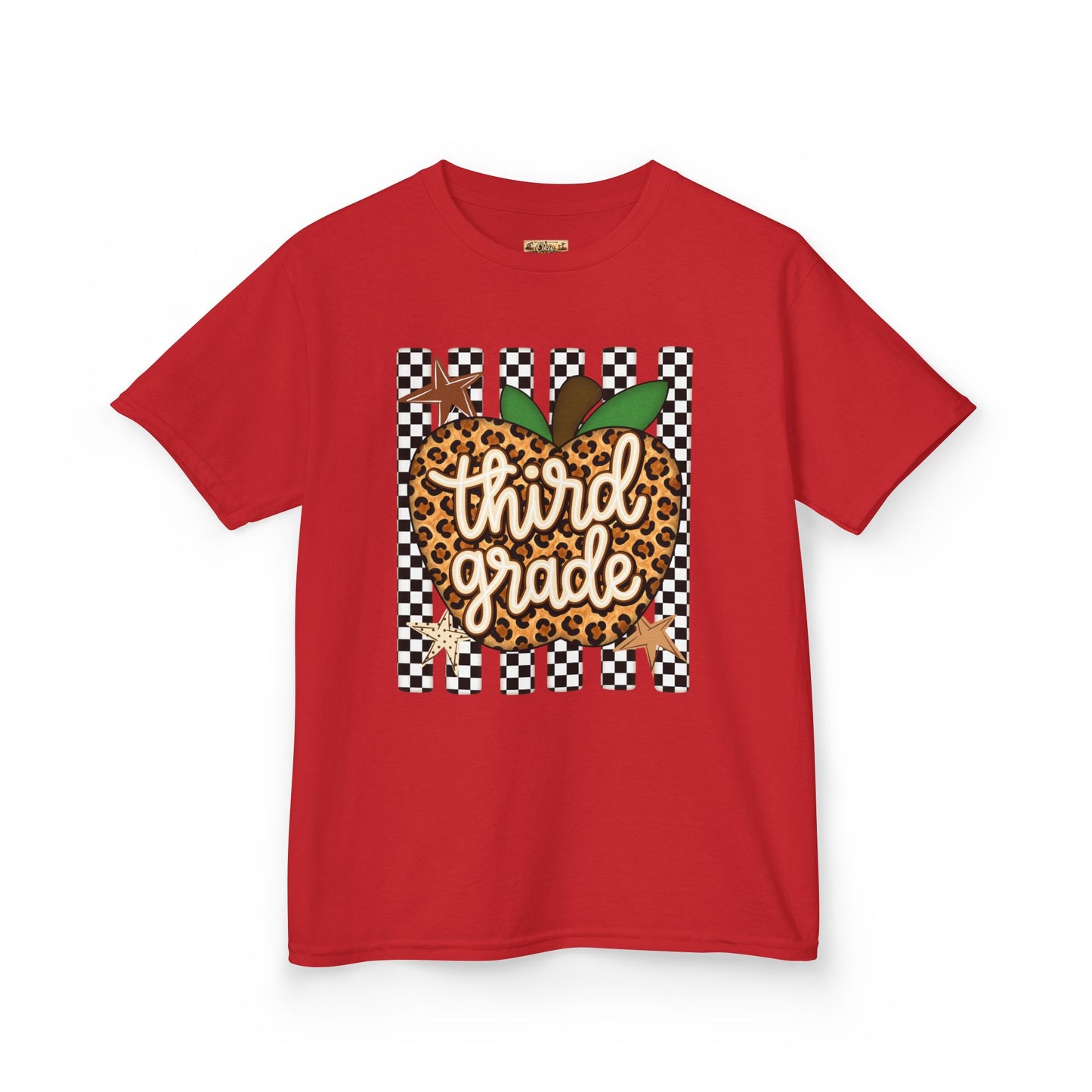 Third Grade Leopard Apple Kids T‑Shirt