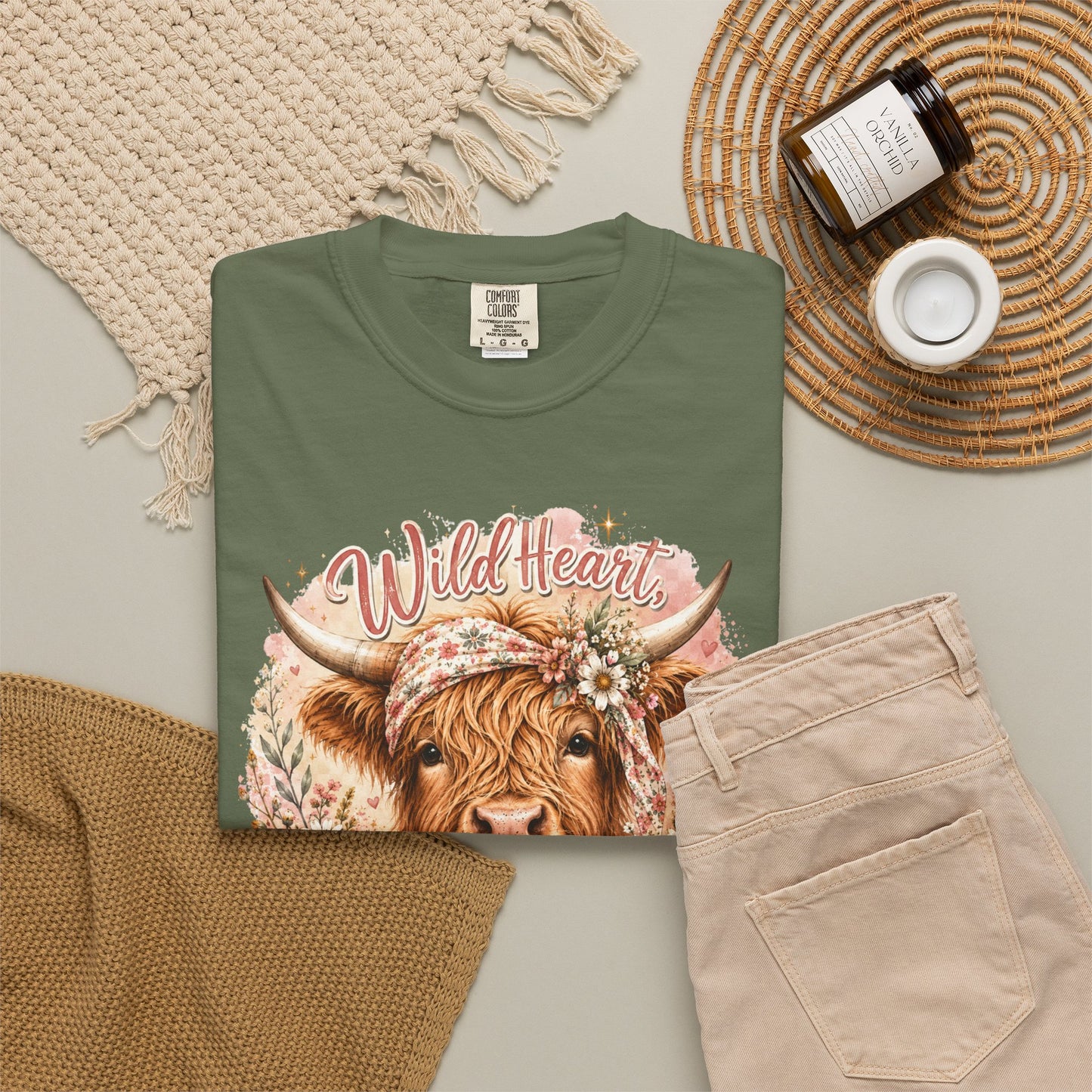 T-Shirt — “Wild Heart, Soft Soul” Highland Cow Graphic Tee