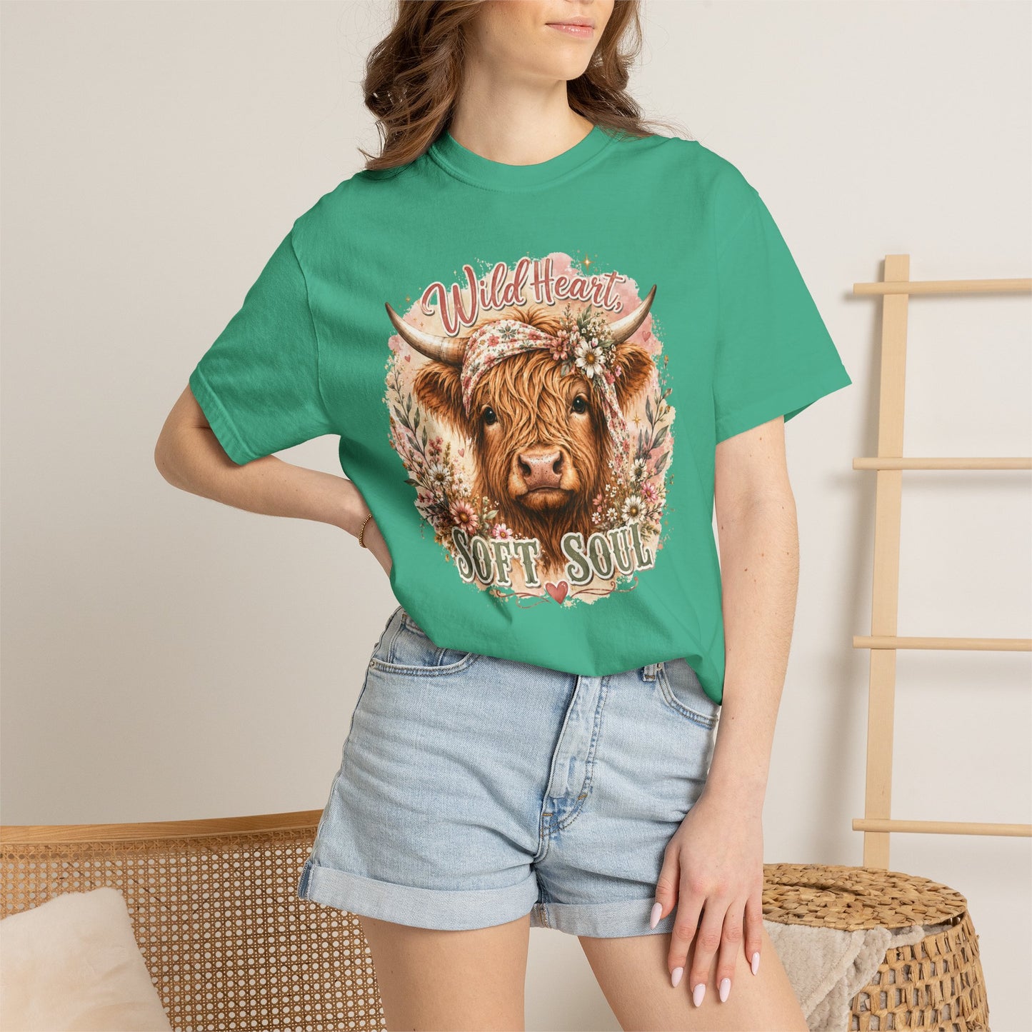 T-Shirt — “Wild Heart, Soft Soul” Highland Cow Graphic Tee