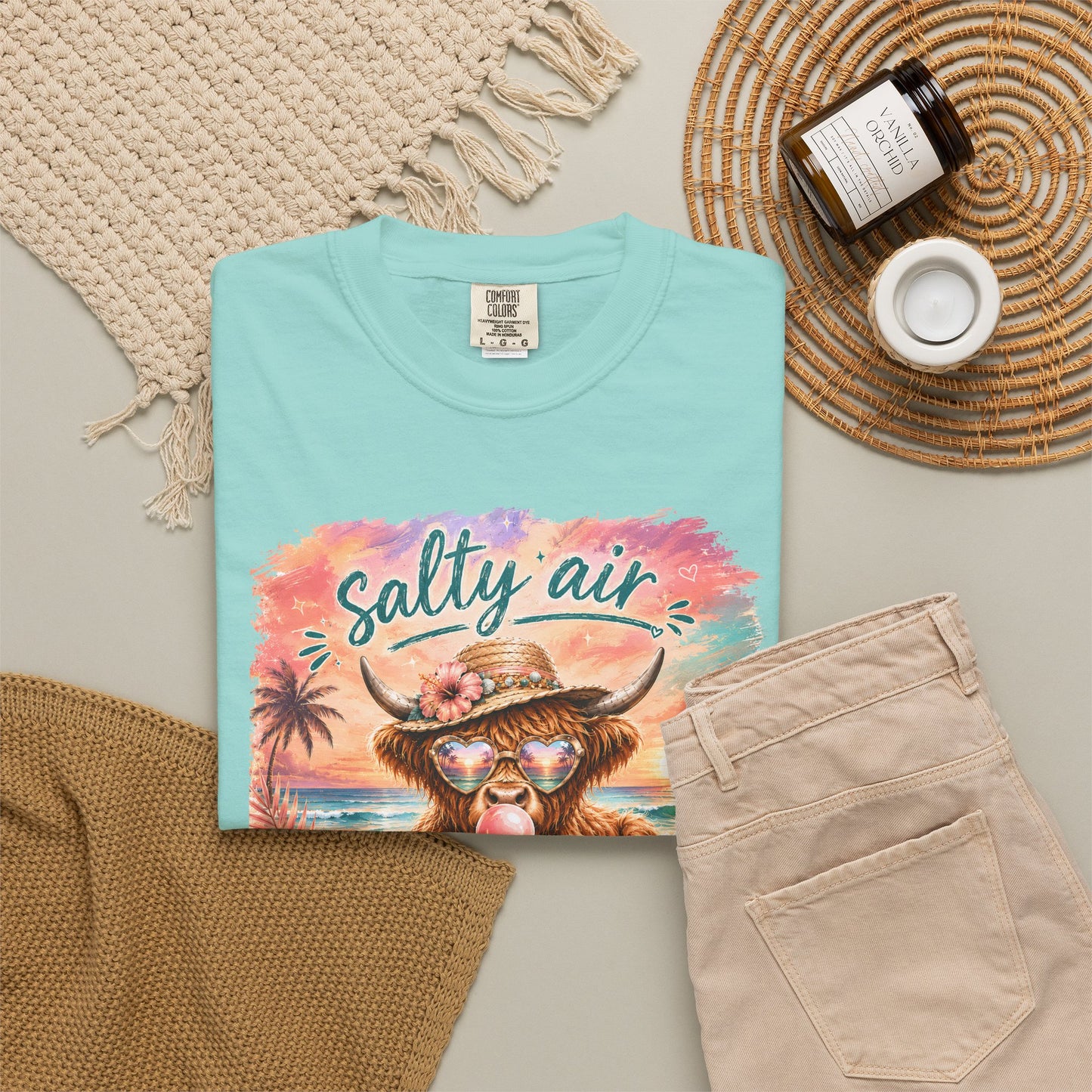 Salty Air "Don't Care" Beach Cow Graphic T-Shirt