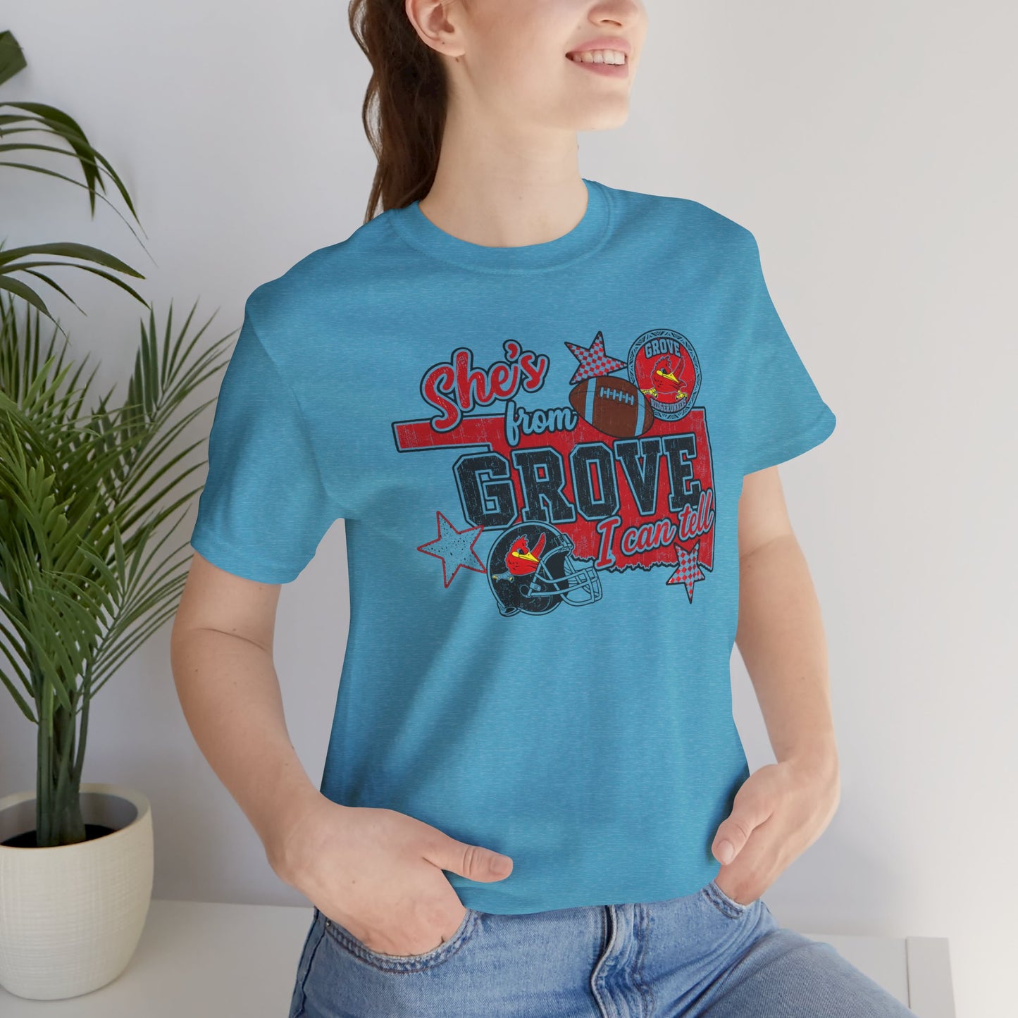 She's From Grove I Can Tell T-Shirt — Grove Football Fan Tee