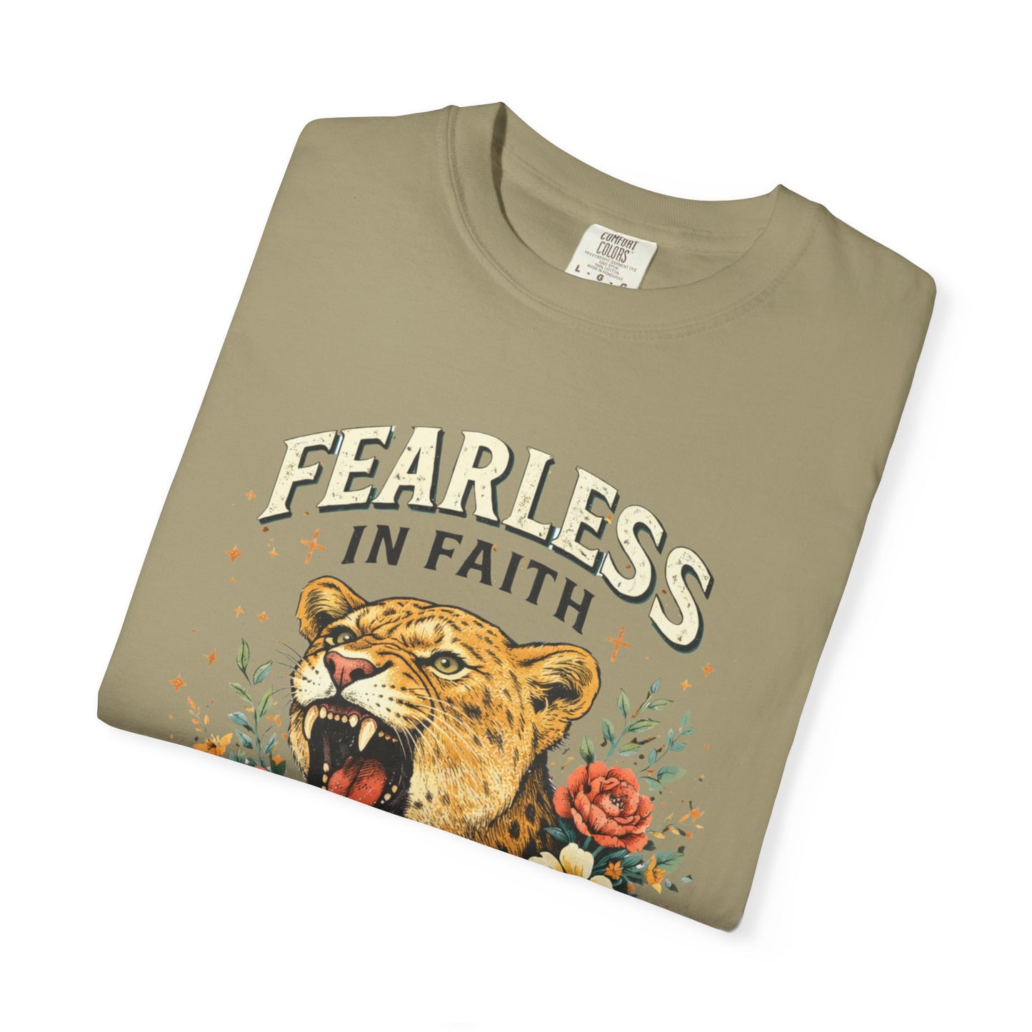 Fearless in Faith Lion T-Shirt — Floral Vintage Christian Graphic Tee