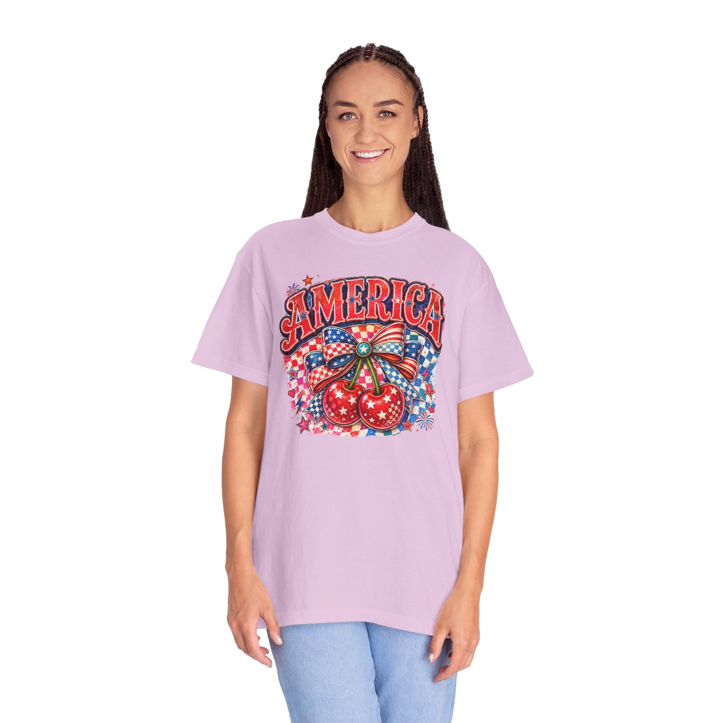 America Cherry Graphic T-Shirt — Patriotic 4th of July Tee