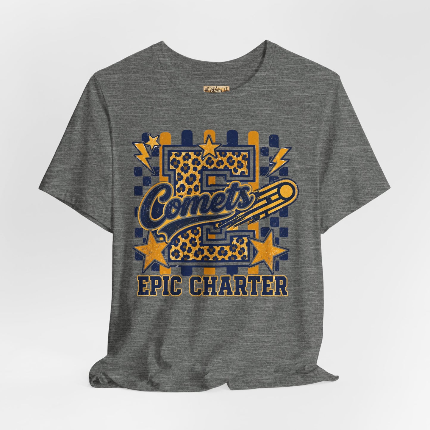Comets Epic Charter Baseball T-Shirt — Leopard Letter Sports Tee