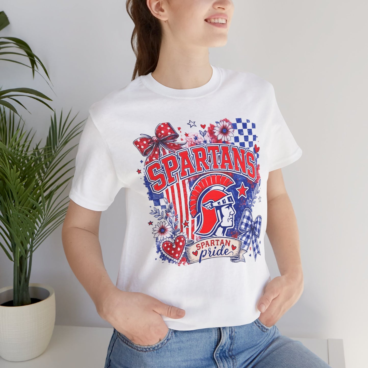 Spartans Pride Graphic Tee — Red, White & Blue School Spirit T-Shirt
