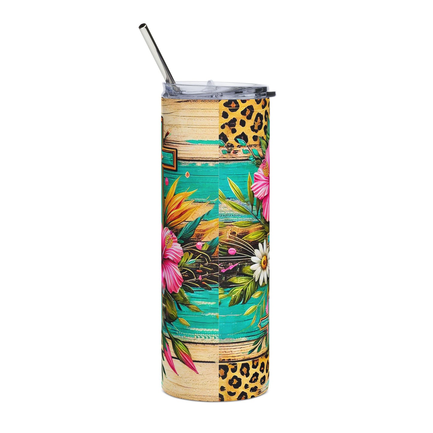 Pray Through It 20oz Stainless Steel Tumbler — Floral Cross Inspirational Travel Cup
