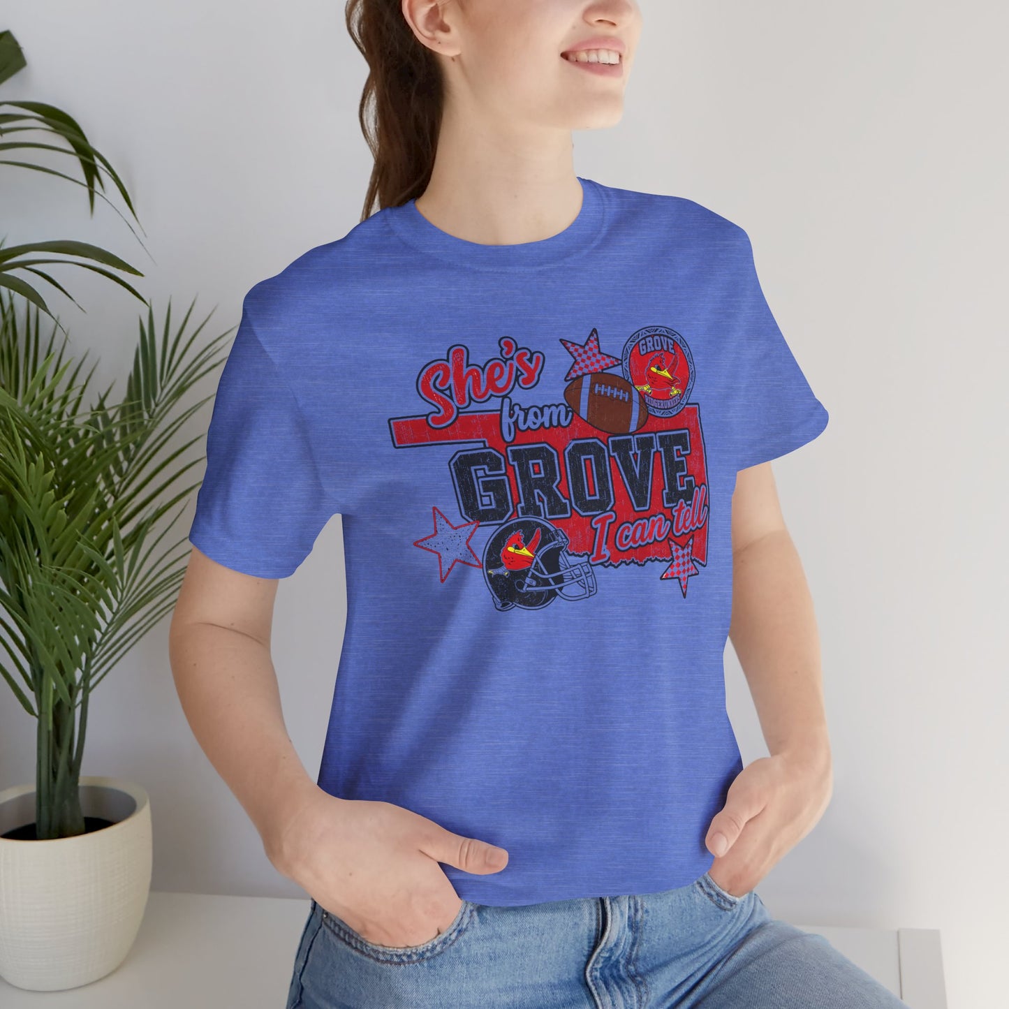 She's From Grove I Can Tell T-Shirt — Grove Football Fan Tee