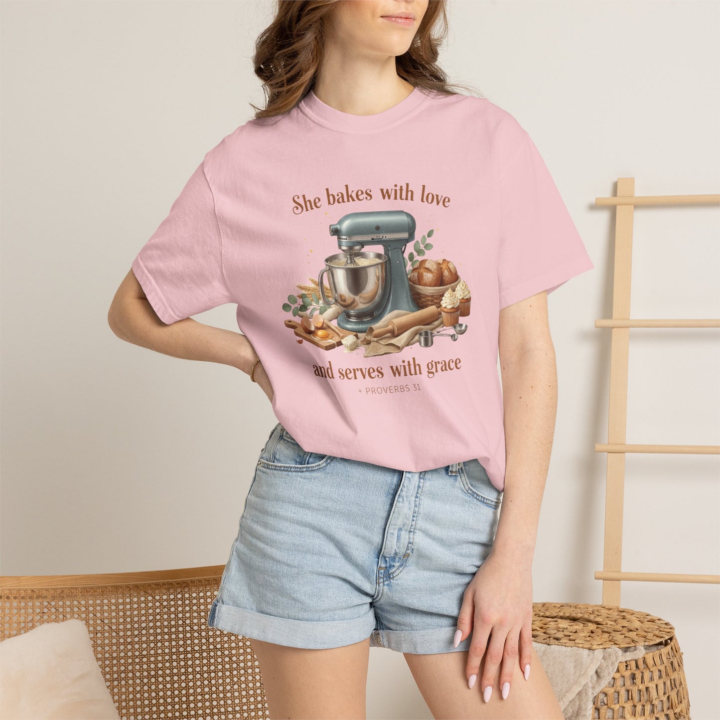 Baker’s Grace T-Shirt – "She bakes with love and serves with grace" Kitchen Tee