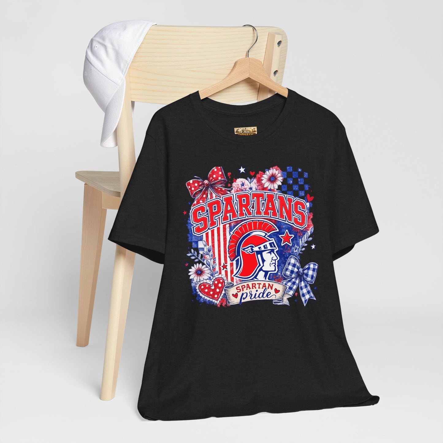 Spartans Pride Graphic Tee — Red, White & Blue School Spirit T-Shirt