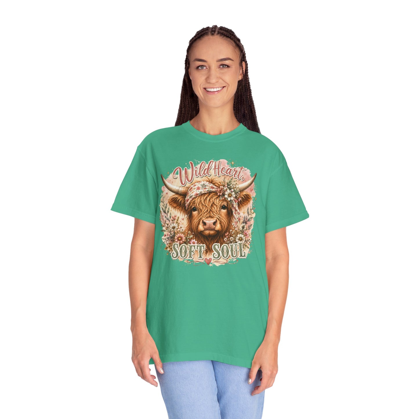 T-Shirt — “Wild Heart, Soft Soul” Highland Cow Graphic Tee