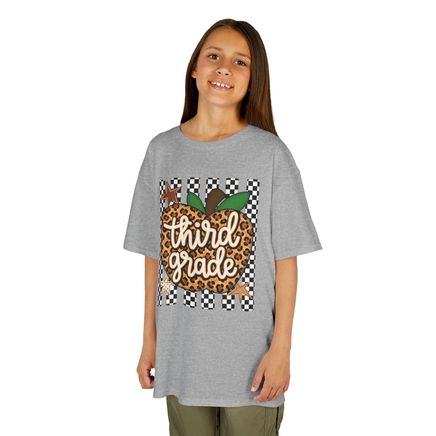 Third Grade Leopard Apple Kids T‑Shirt