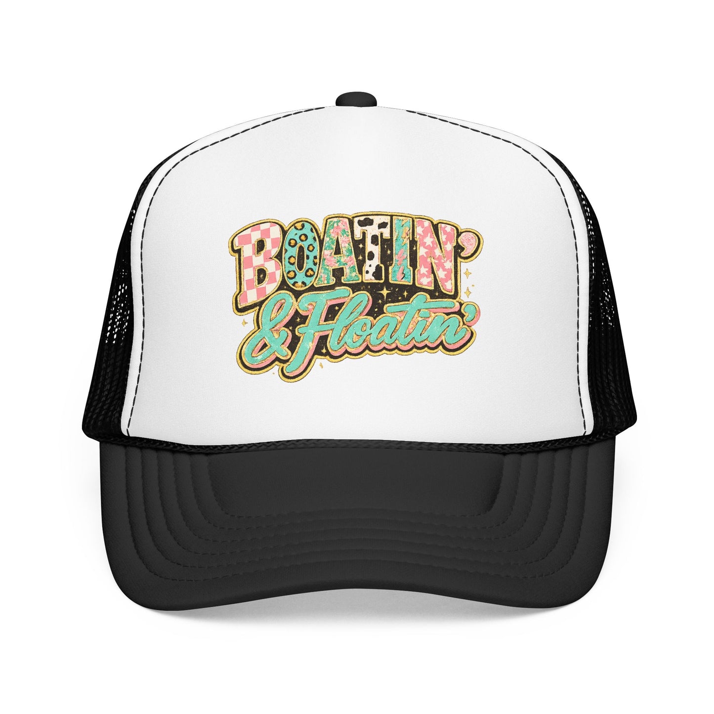 Boatin' & Floatin' Trucker Hat — Retro Floral Pool/Beach Foam Cap