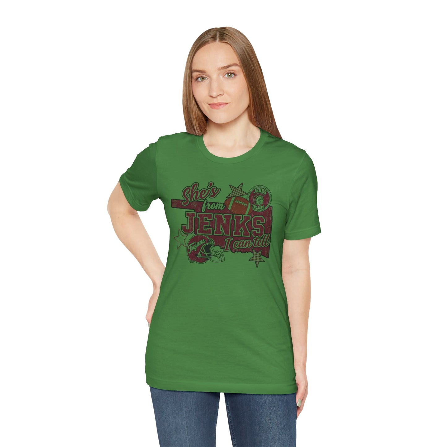 She's from Jenks Tee — Vintage High School Football Graphic T-Shirt