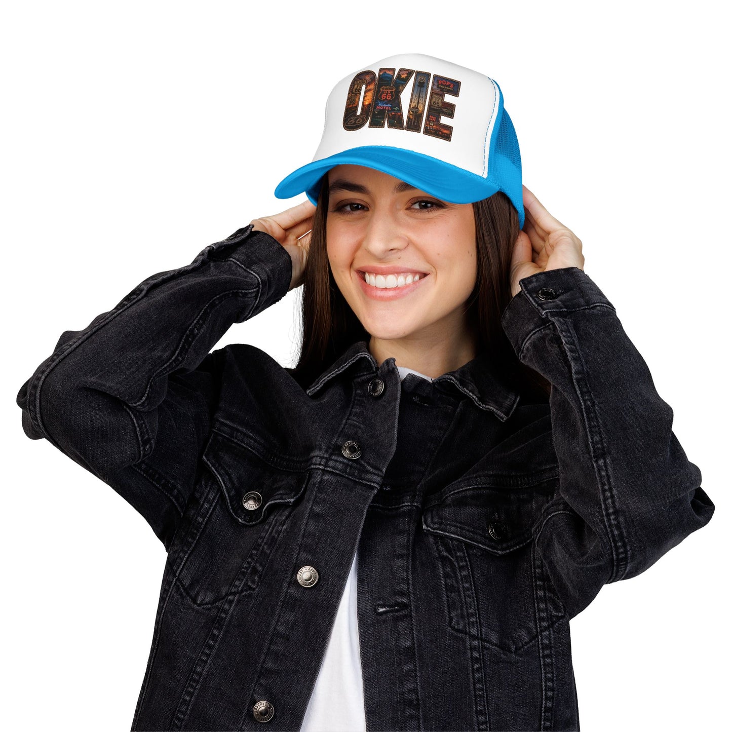 Route 66 Trucker Hat — Vintage 'ONE' Road Sign Graphic Foam Cap