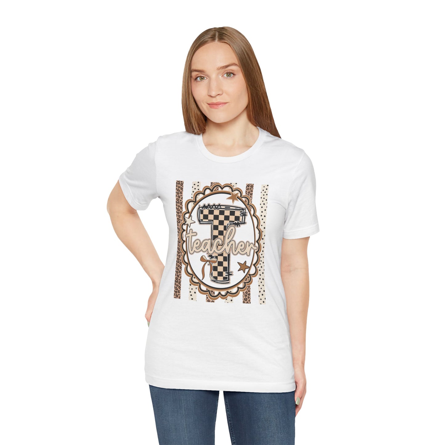Teacher Monogram Tee — Number 1 Checkered Design