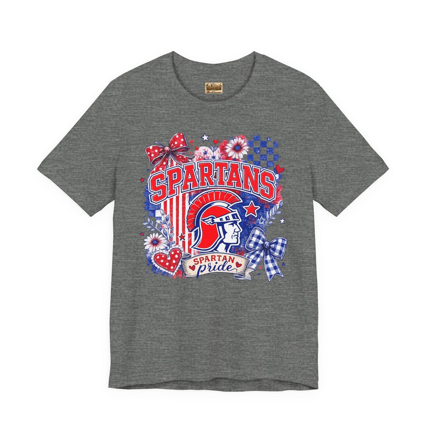 Spartans Pride Graphic Tee — Red, White & Blue School Spirit T-Shirt
