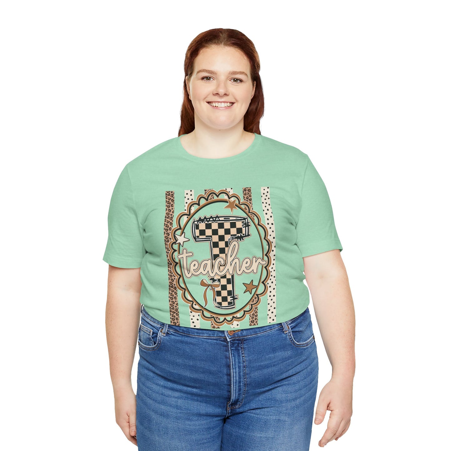 Teacher Monogram Tee — Number 1 Checkered Design