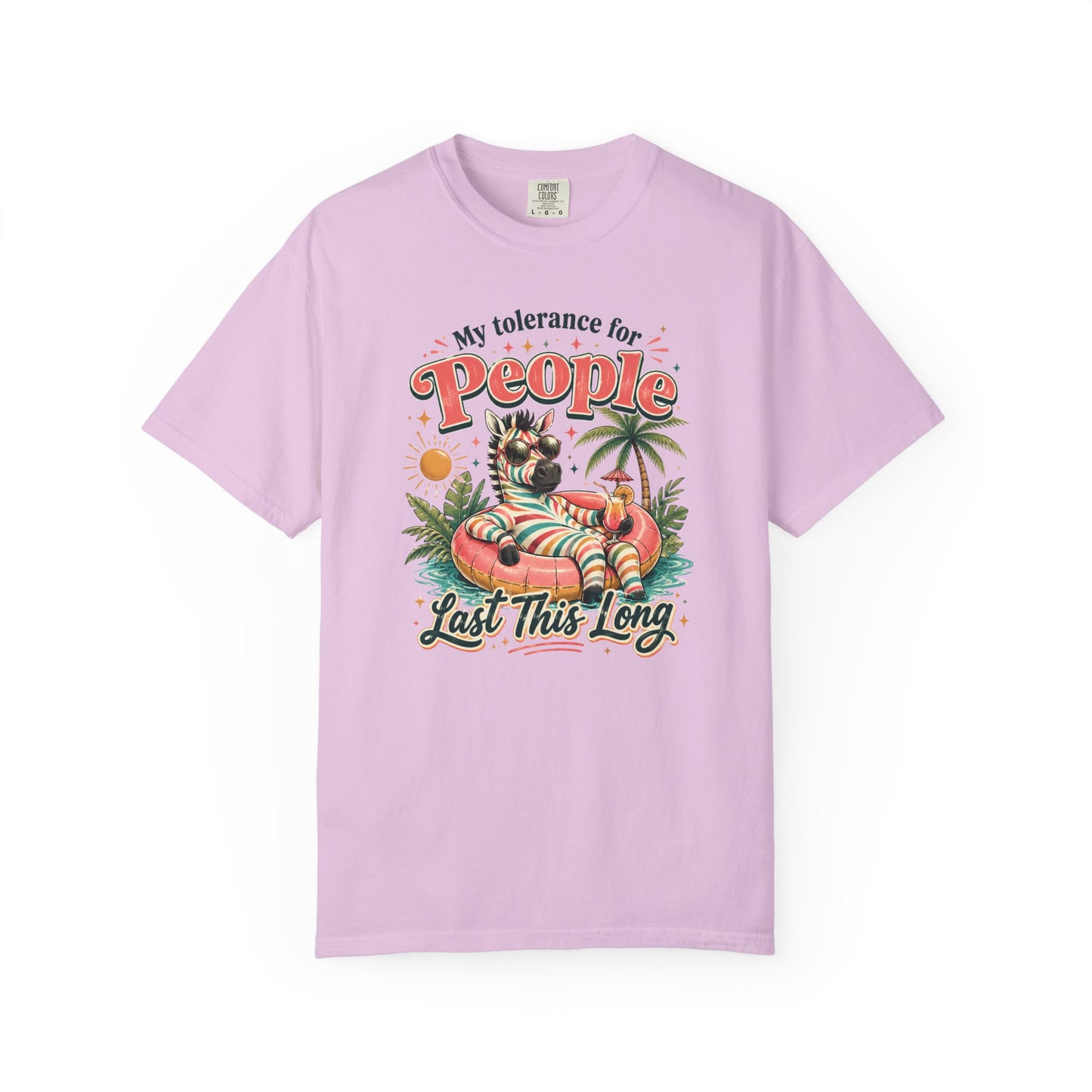 "My Tolerance for People Lasts This Long" Retro Cat Pool Float Graphic Tee