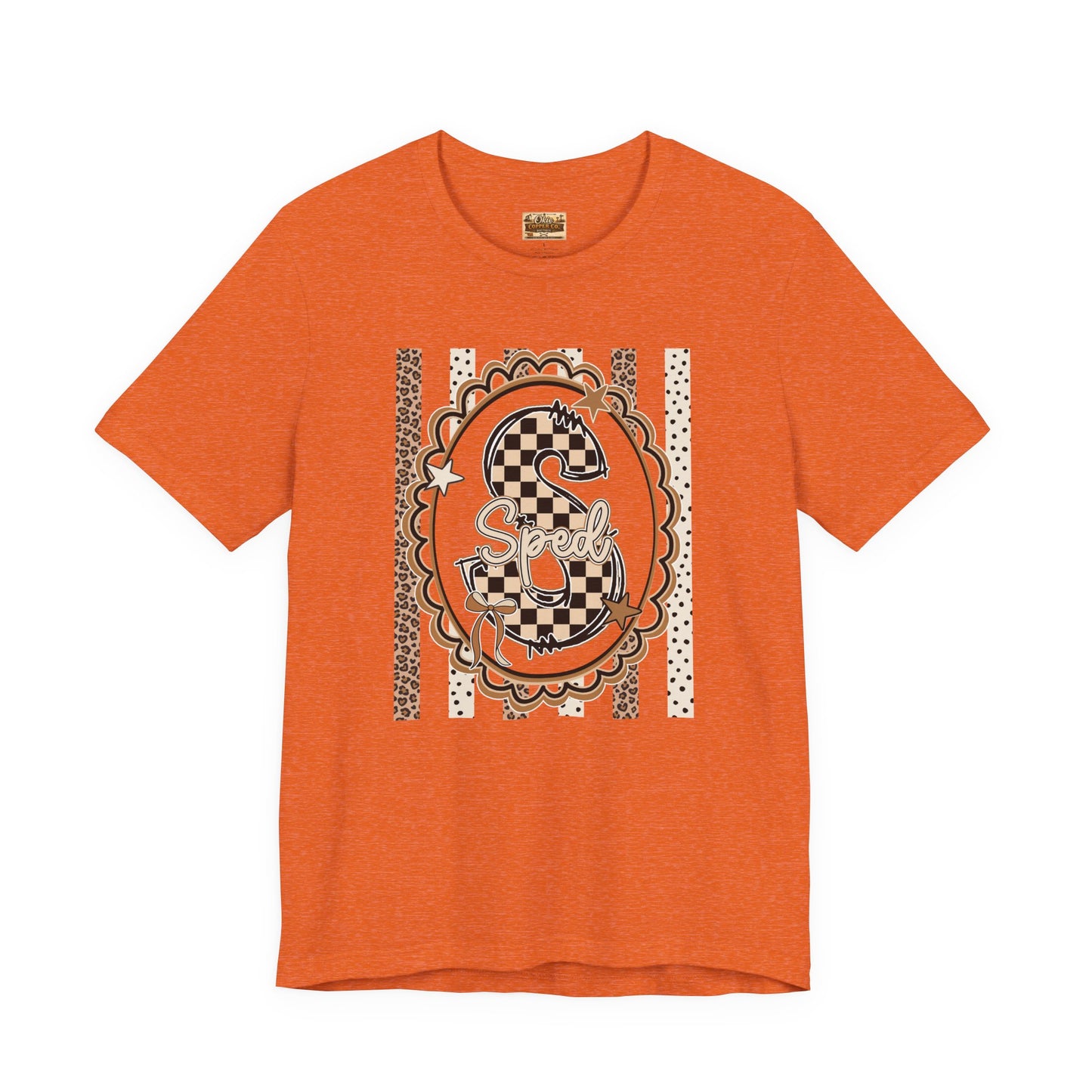 Sped S Monogram Tee — Checkerboard Leopard Graphic T-Shirt