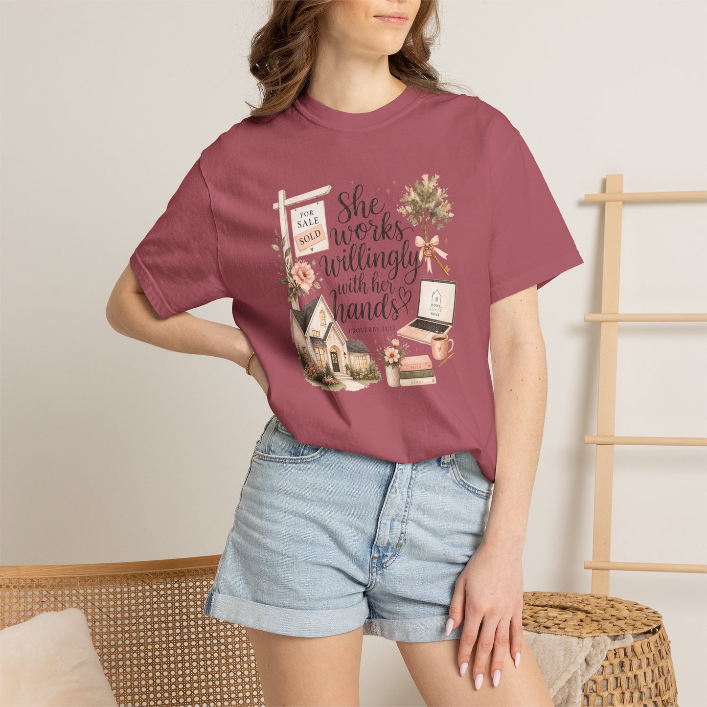 She Works Willingly With Her Hands T-Shirt — Realtor Graphic Tee