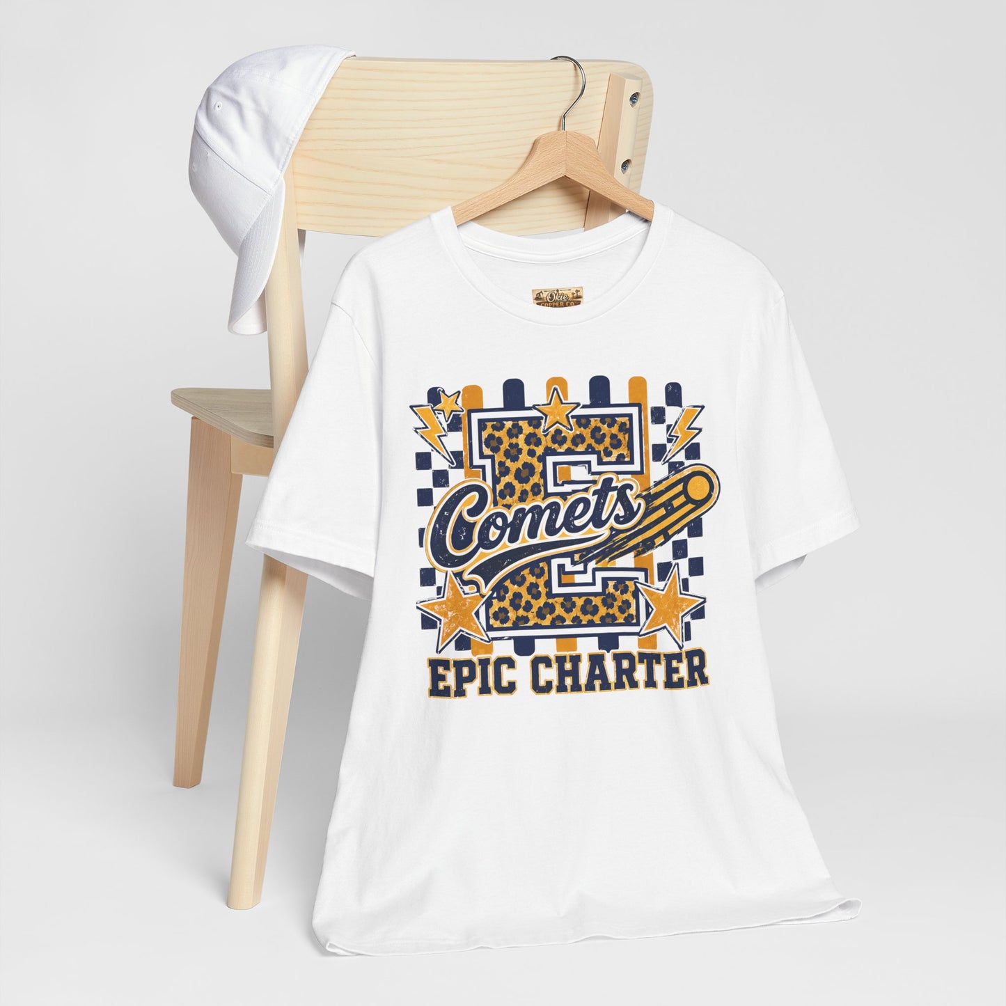 Comets Epic Charter Baseball T-Shirt — Leopard Letter Sports Tee