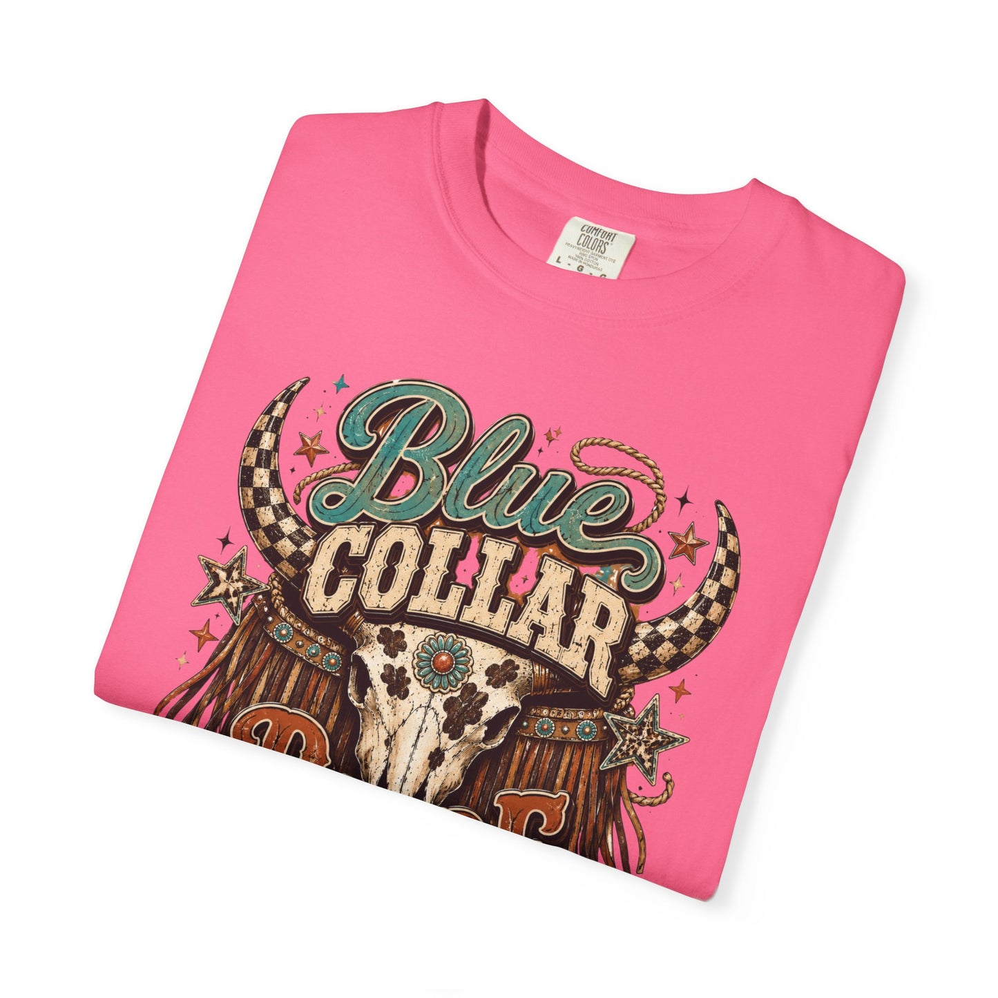 Blue Collar Babe Graphic T-Shirt — Western Skull Cowgirl Tee