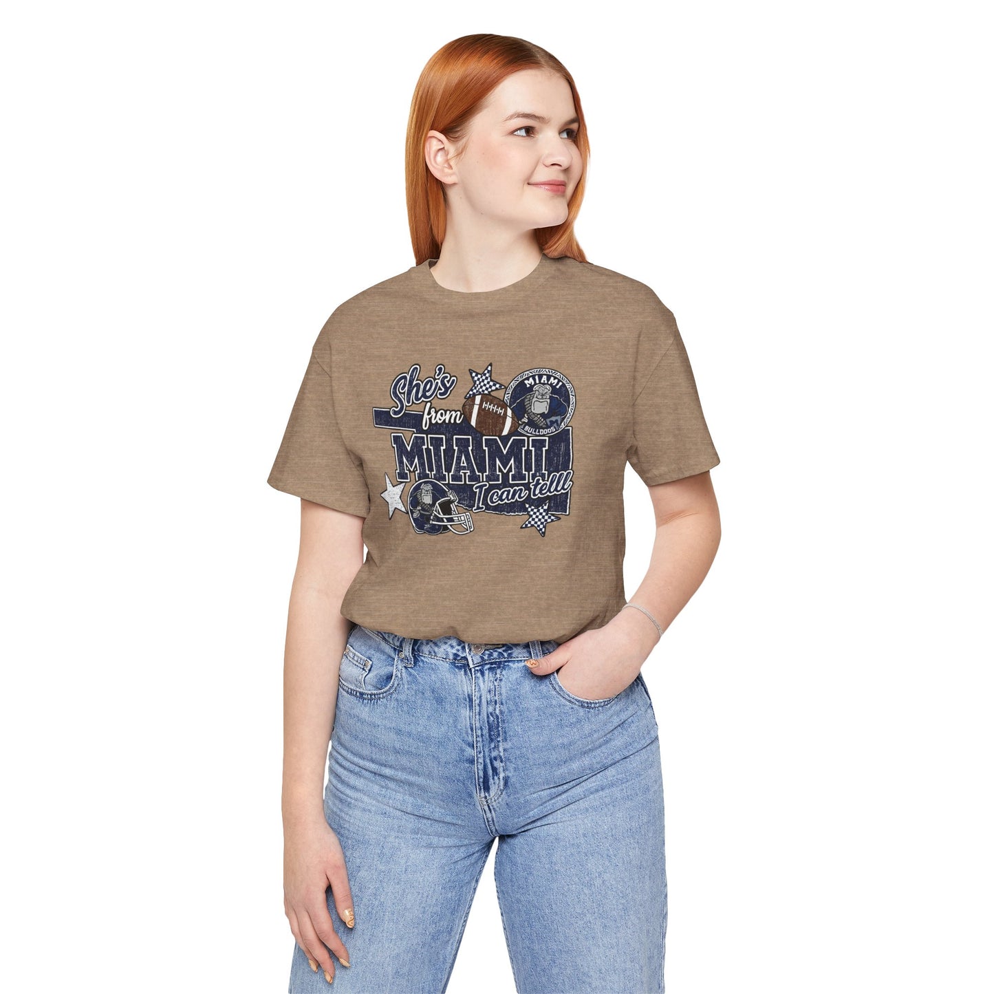 She's From Miami Graphic Tee — Retro Football Fan Shirt