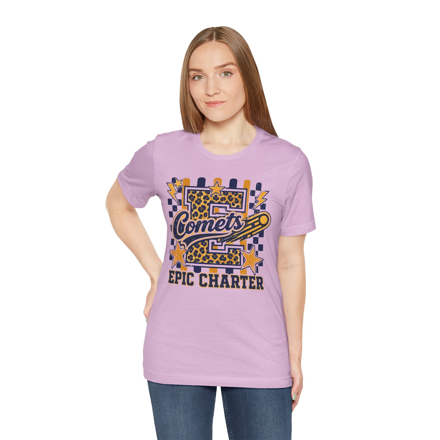 Comets Epic Charter Baseball T-Shirt — Leopard Letter Sports Tee