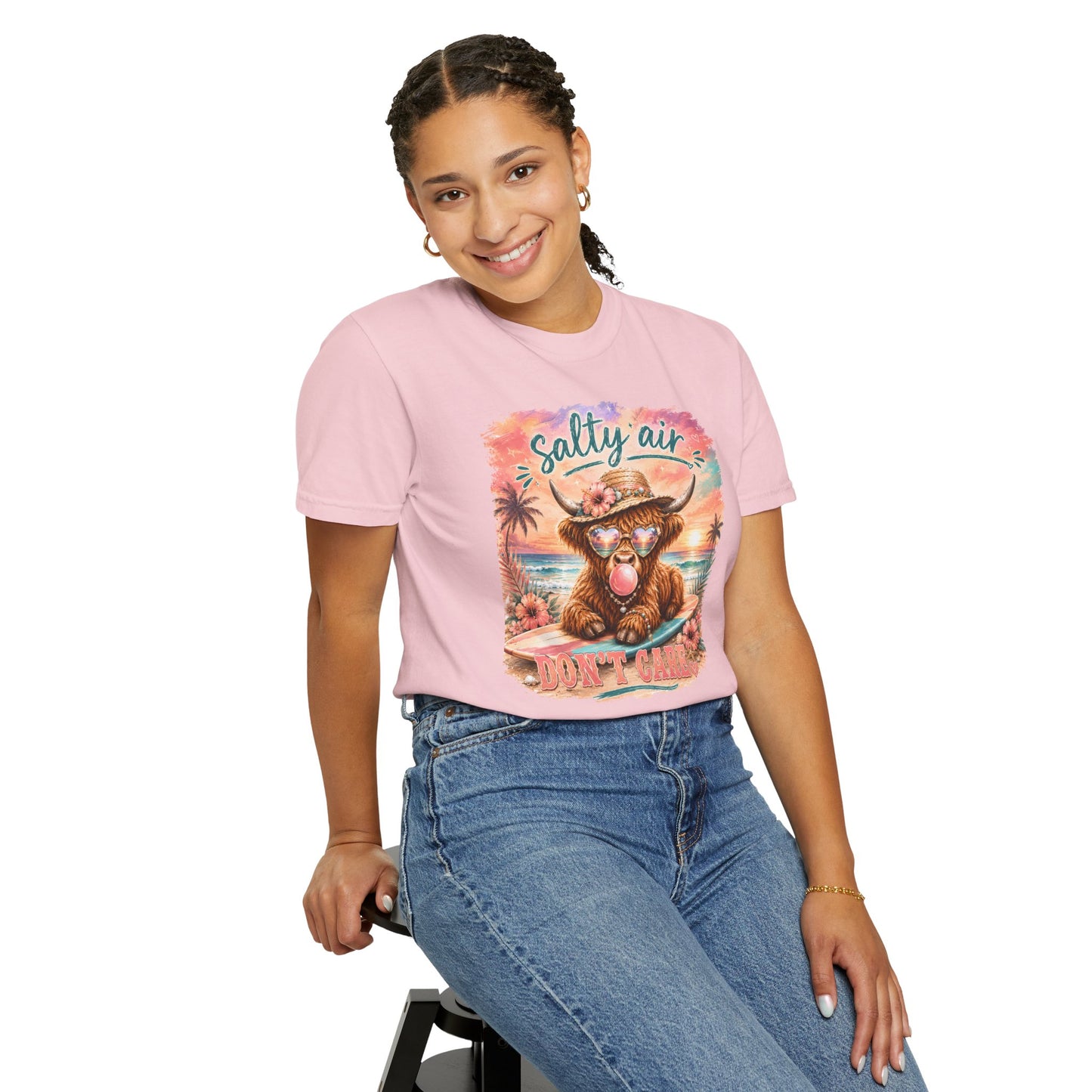 Salty Air "Don't Care" Beach Cow Graphic T-Shirt