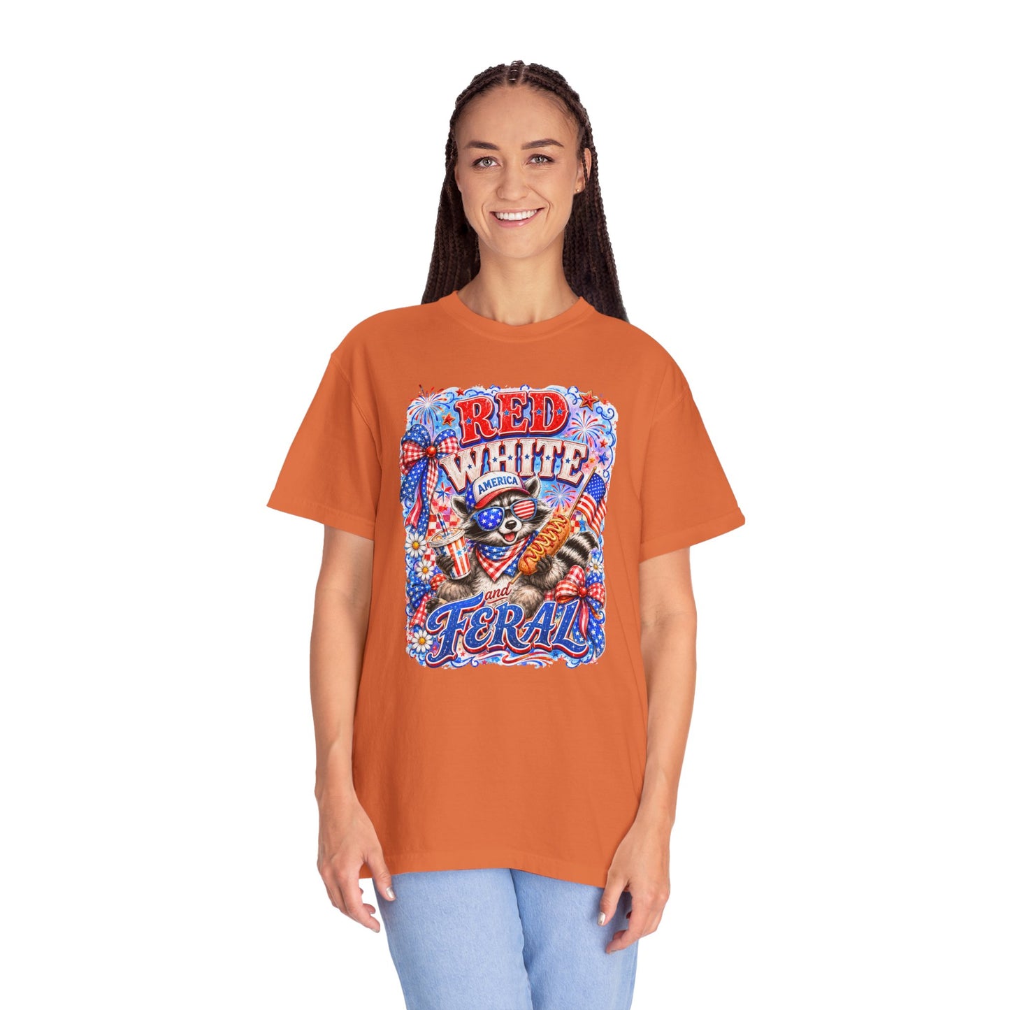 Patriotic "Red White Feral" Graphic T-Shirt