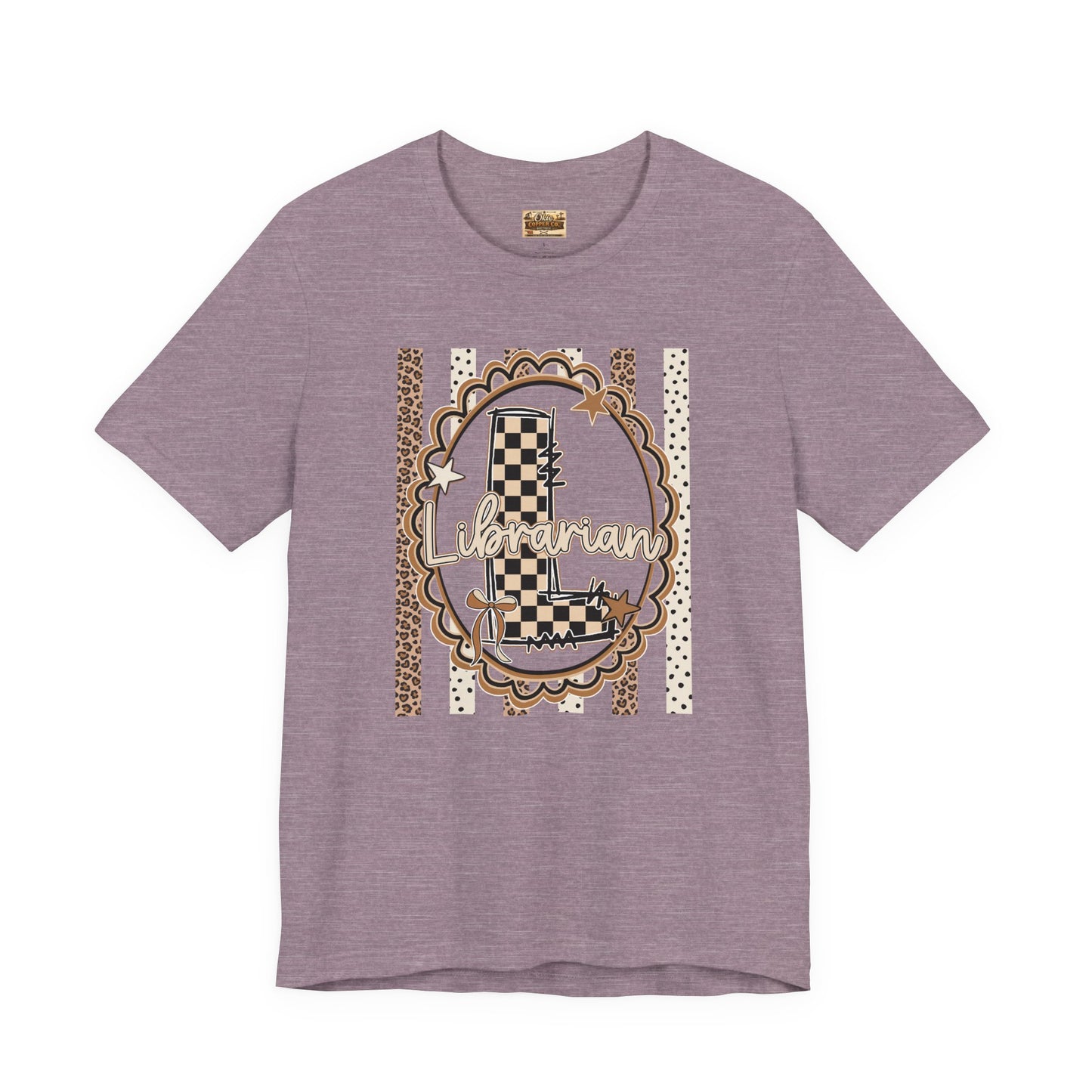 Librarian Checkerboard Letter L Tee — Vintage Booklover Graphic T-Shirt