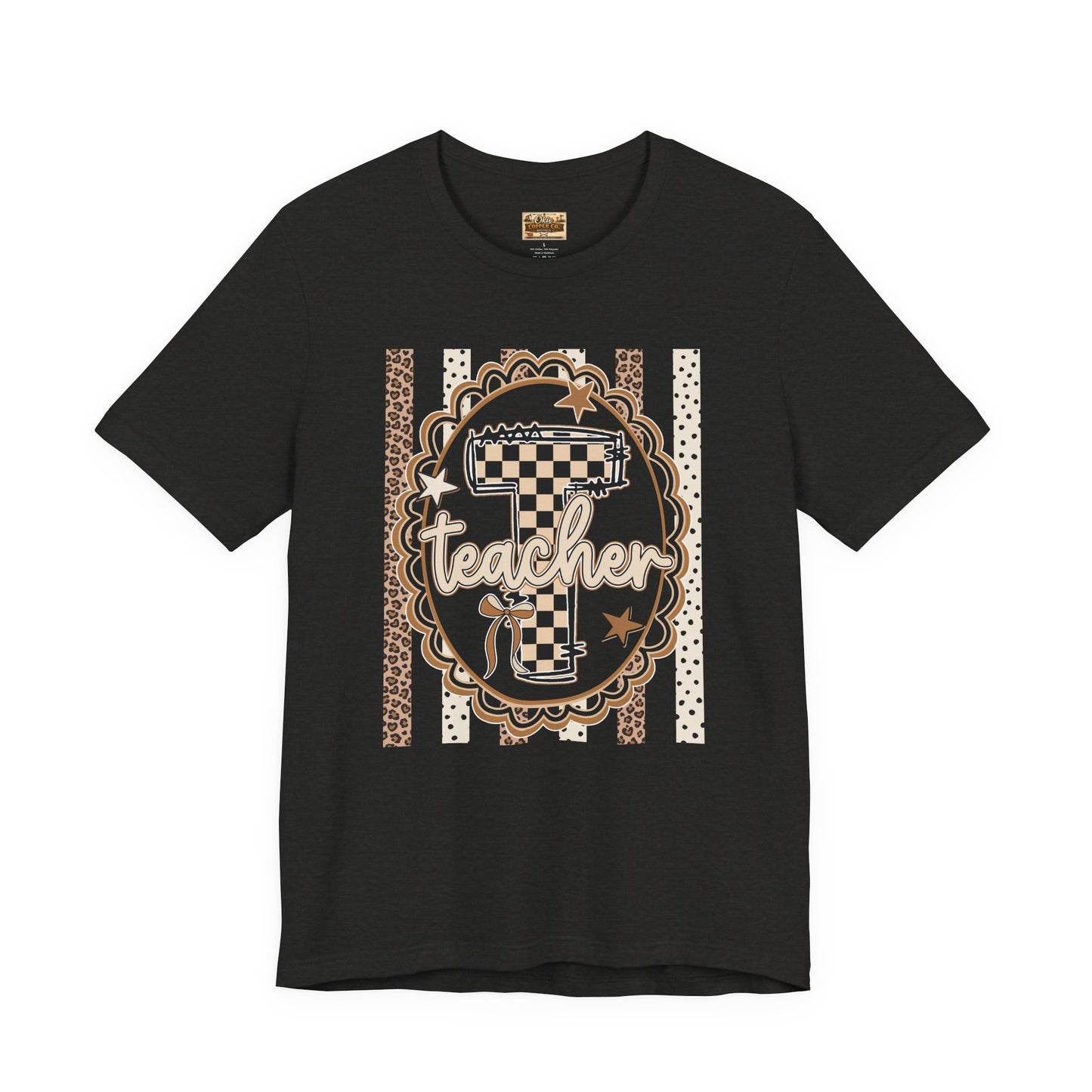 Teacher Monogram Tee — Number 1 Checkered Design
