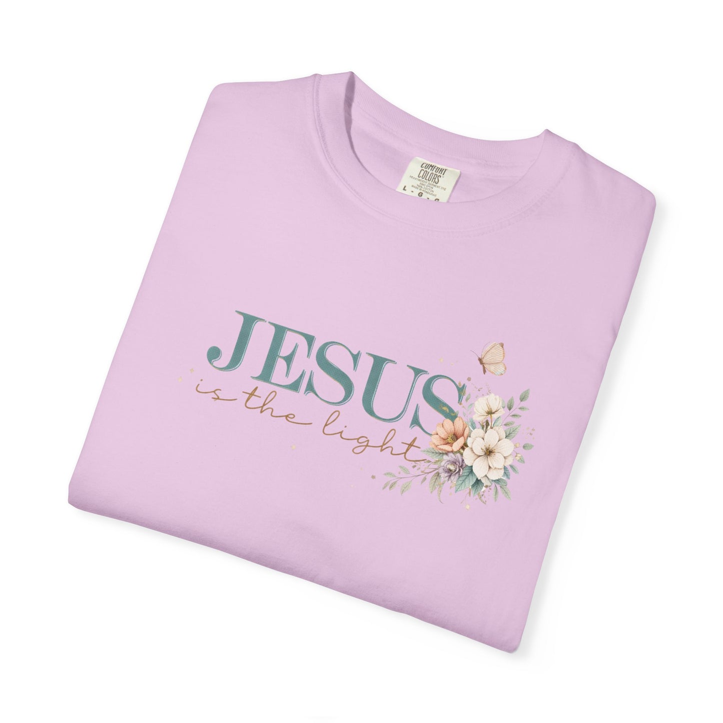 Jesus Is the Light T-Shirt — Floral Cross Christian Tee (Walking in Faith)