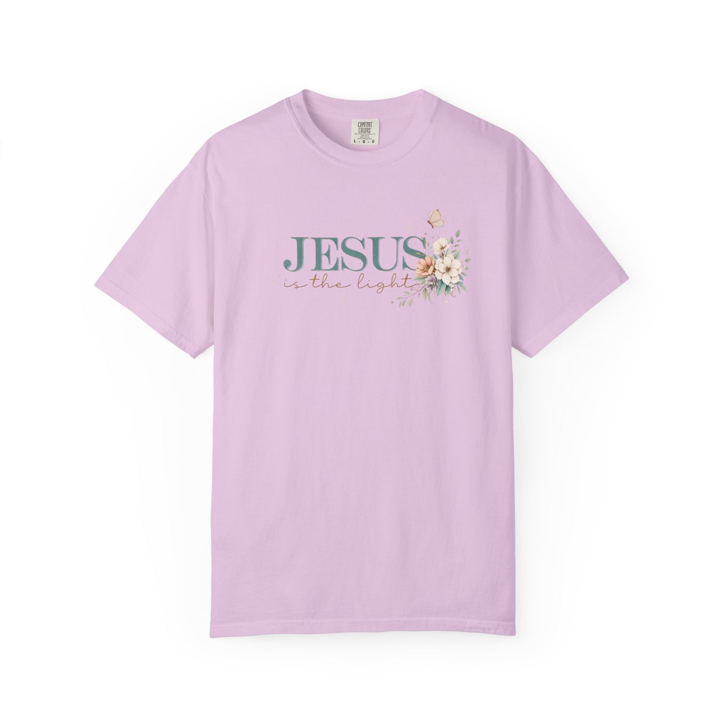 Jesus Is the Light T-Shirt — Floral Cross Christian Tee (Walking in Faith)