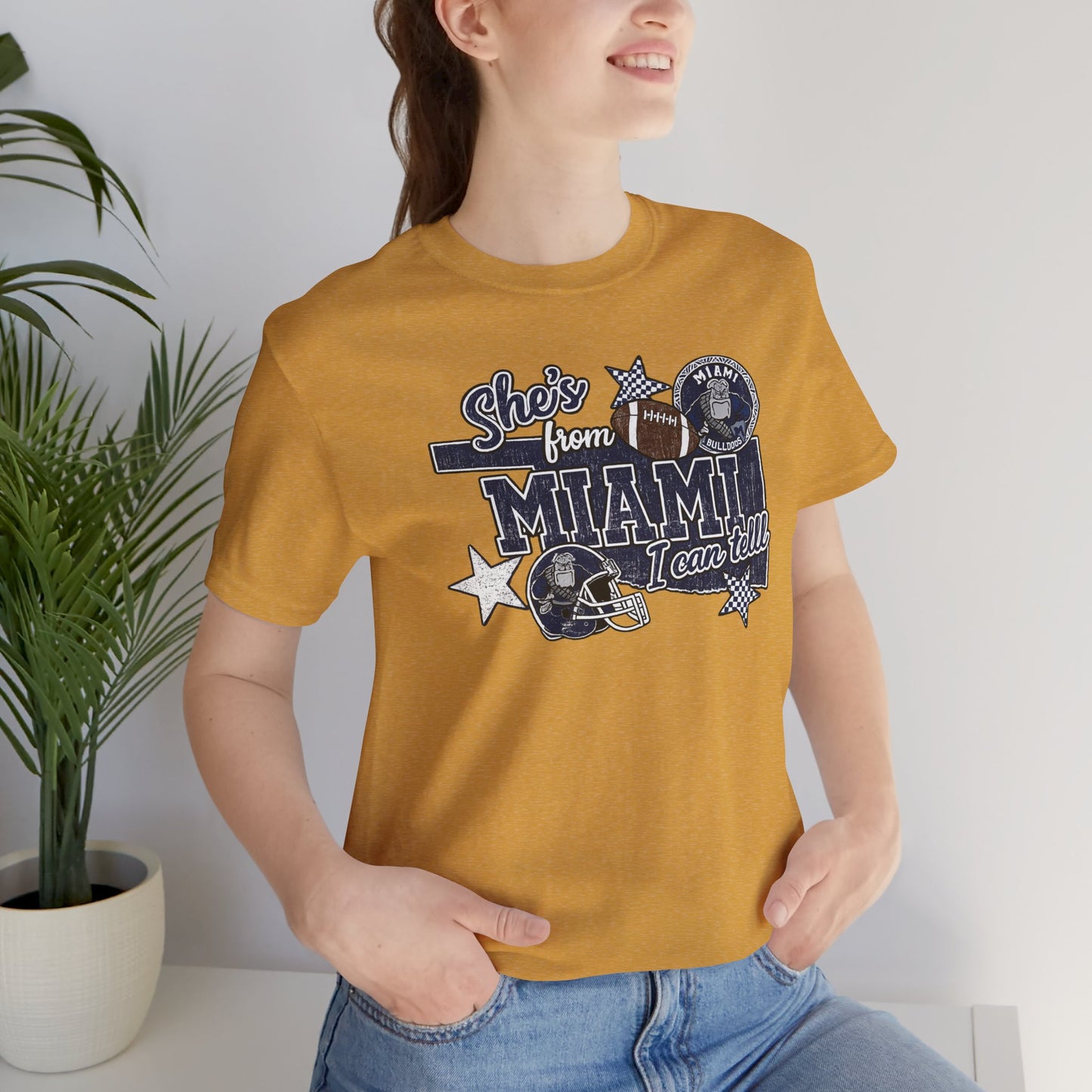 She's From Miami Graphic Tee — Retro Football Fan Shirt
