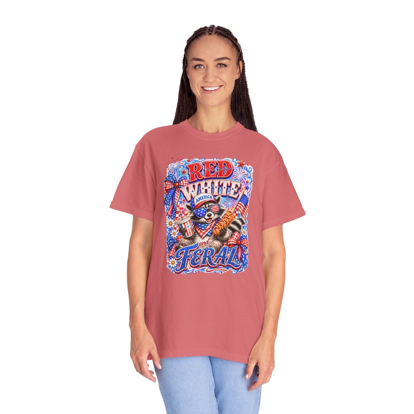 Patriotic "Red White Feral" Graphic T-Shirt