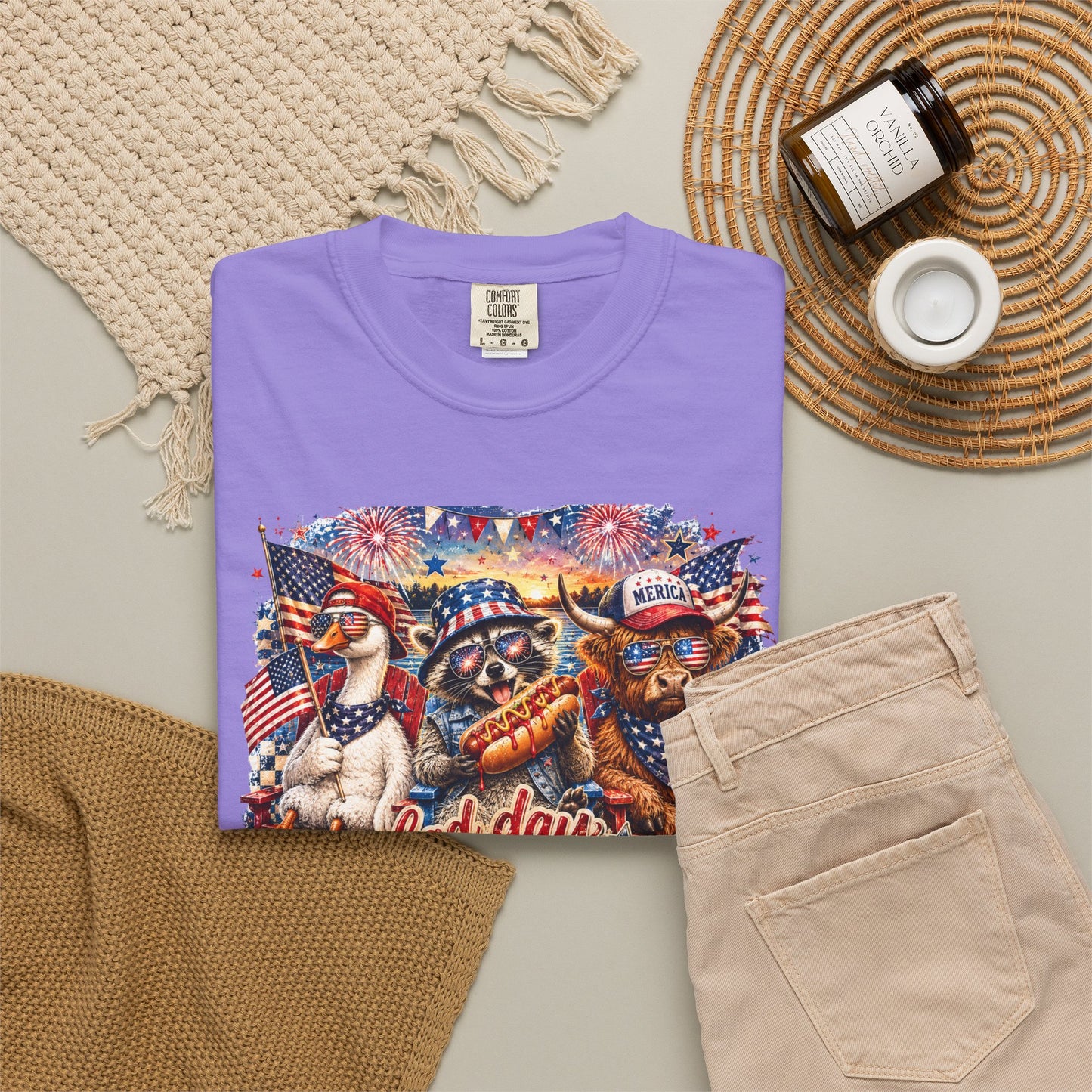 Patriotic 'Born to Be a Hot Dog' Graphic T-Shirt