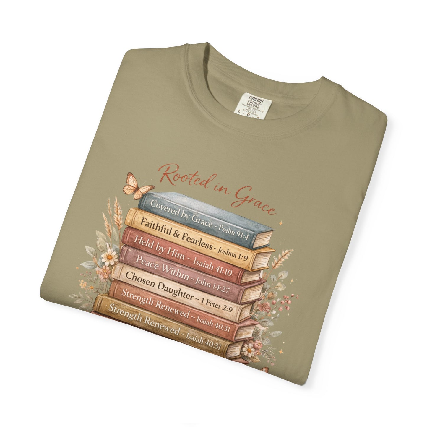 Mama of Faith Book Stack T‑Shirt — Rooted in Grace Christian Mother's Tee