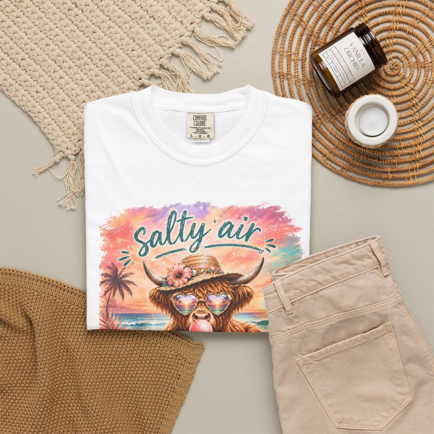 Salty Air "Don't Care" Beach Cow Graphic T-Shirt